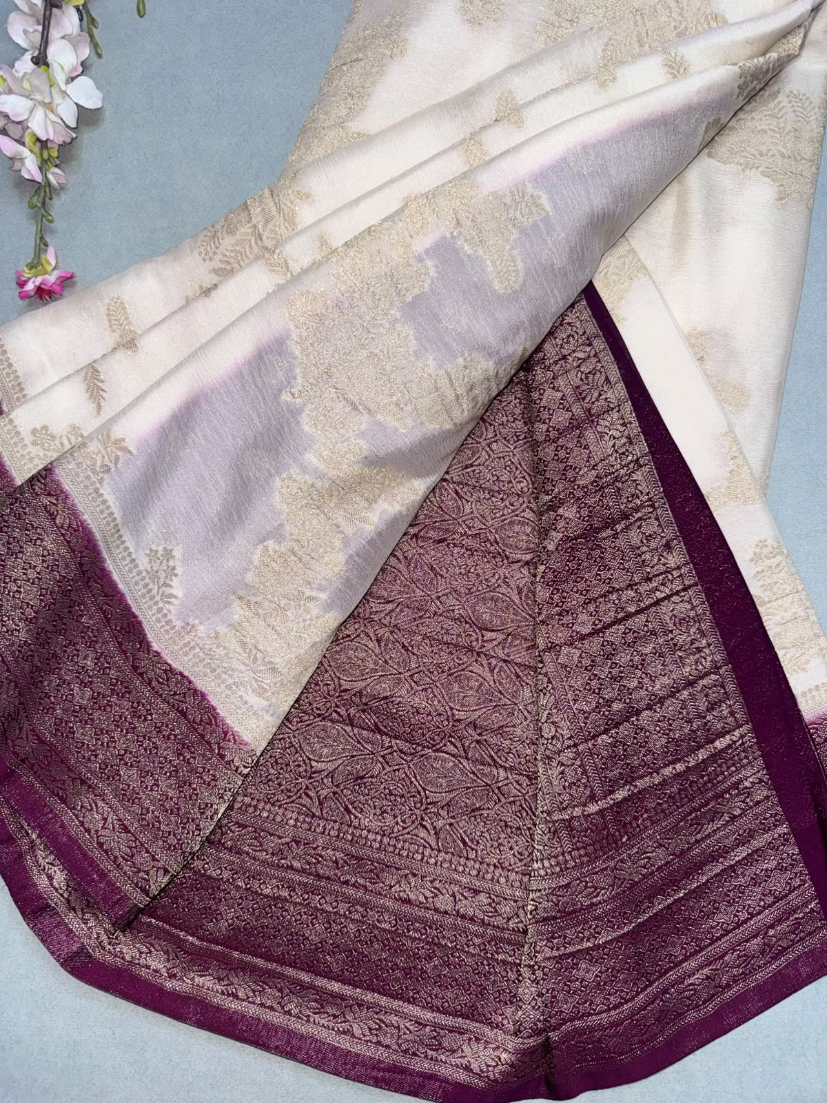Cream Semi Georgette Saree 110