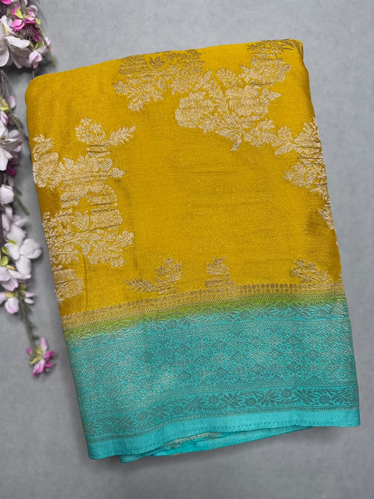 Yellow Semi Georgette Saree 110