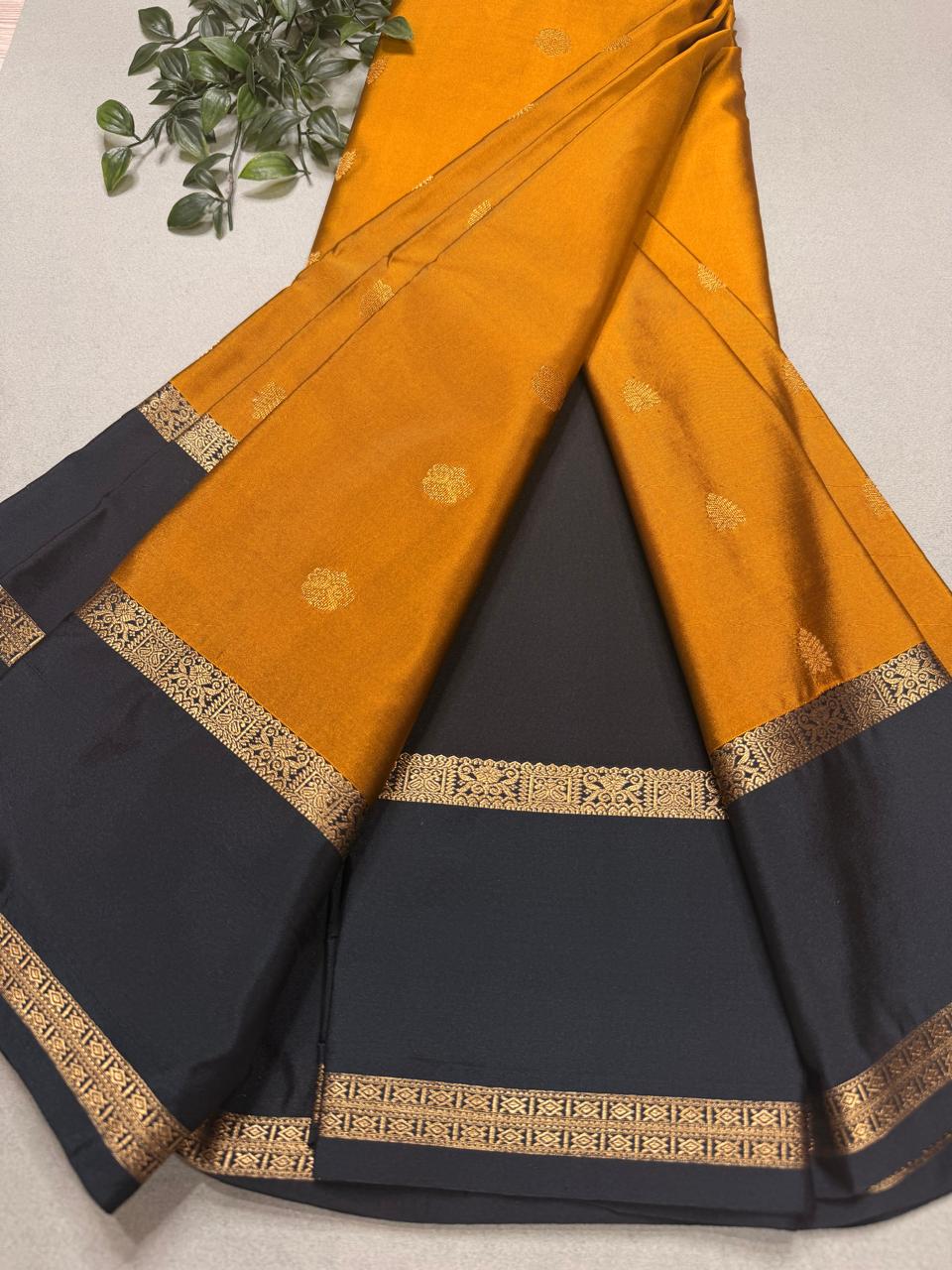 Mustard Gold Semi Kanchi Saree 110