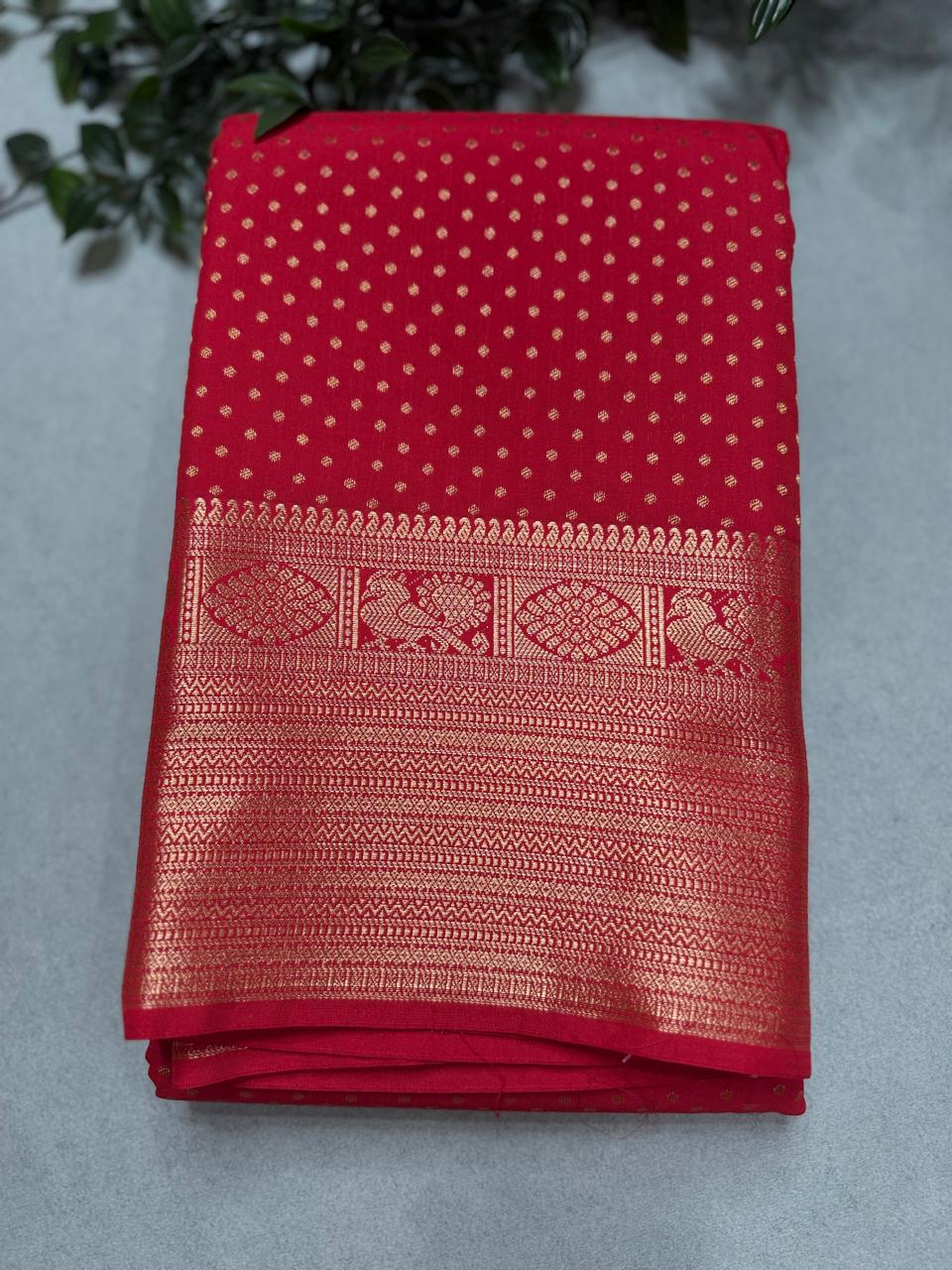 Red Semi Kanchi Saree 110