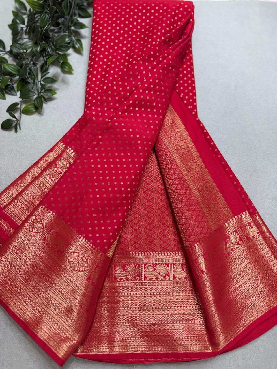 Red Semi Kanchi Saree 110
