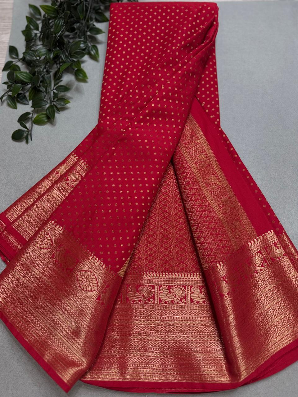 Red Semi Kanchi Saree 110