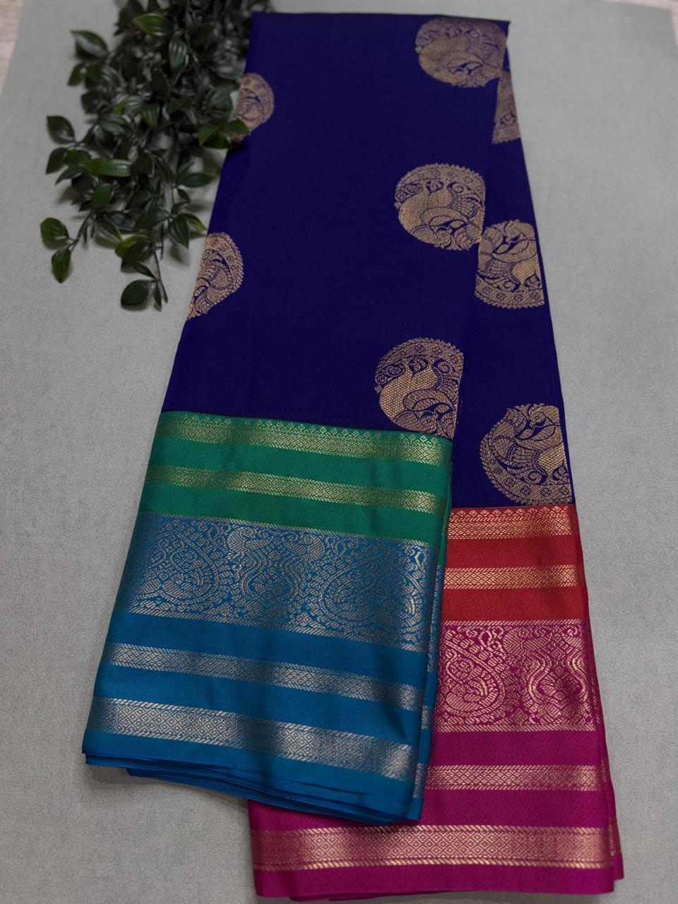 Navy Blue Semi Kanchi Saree 110