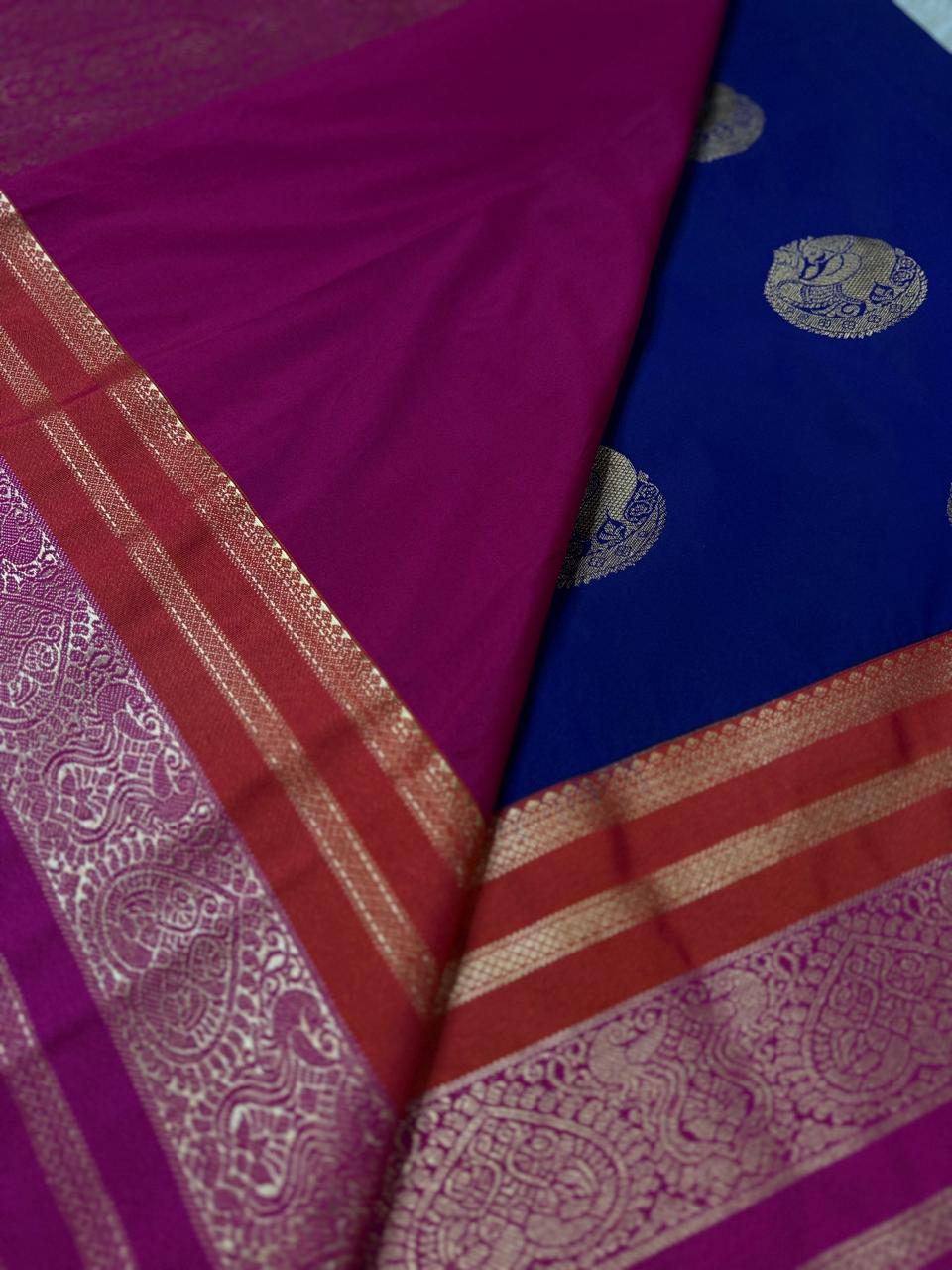 Navy Blue Semi Kanchi Saree 110