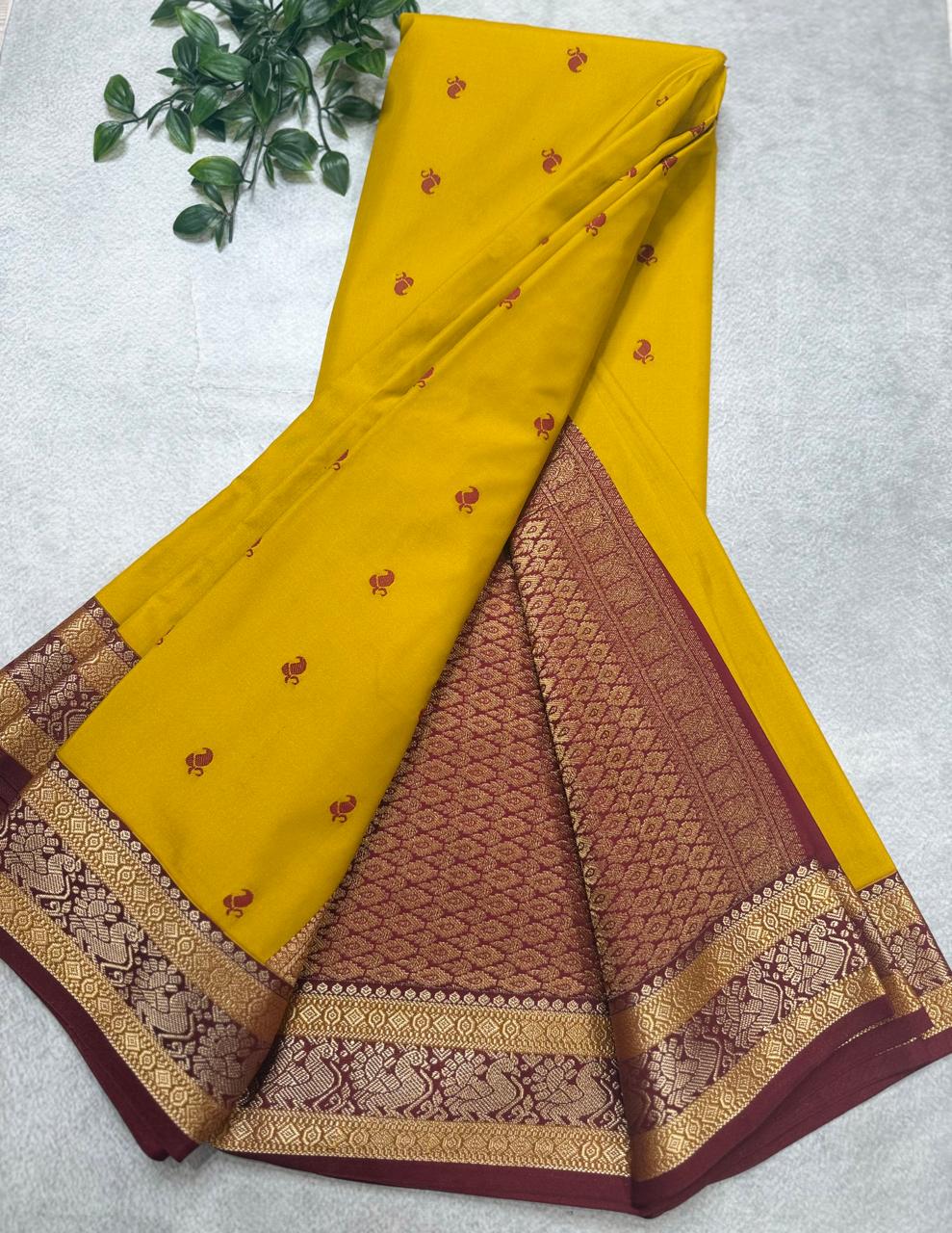 Mustard Semi Kanchi Saree 110