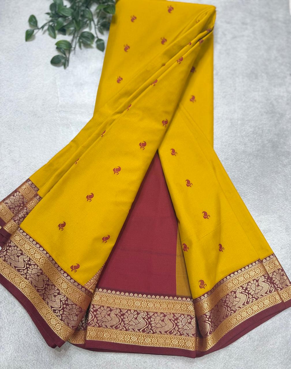 Mustard Semi Kanchi Saree 110