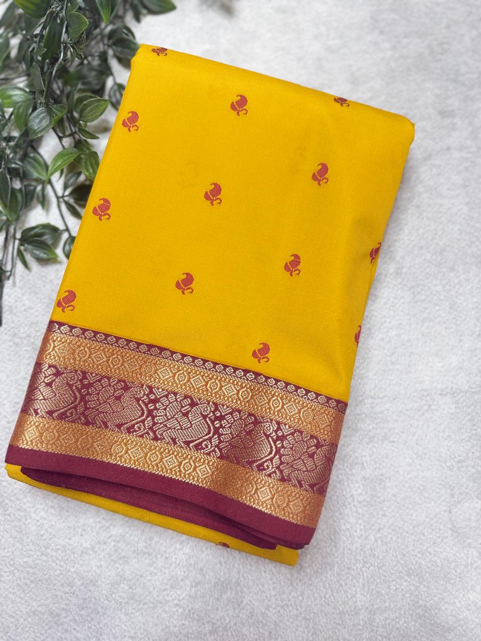 Mustard Semi Kanchi Saree 110
