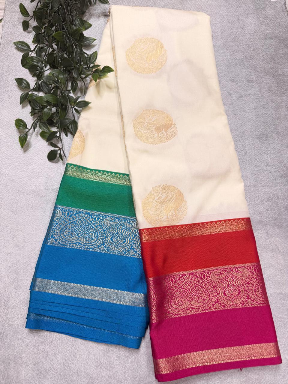 Cream Semi Kanchi Saree 110