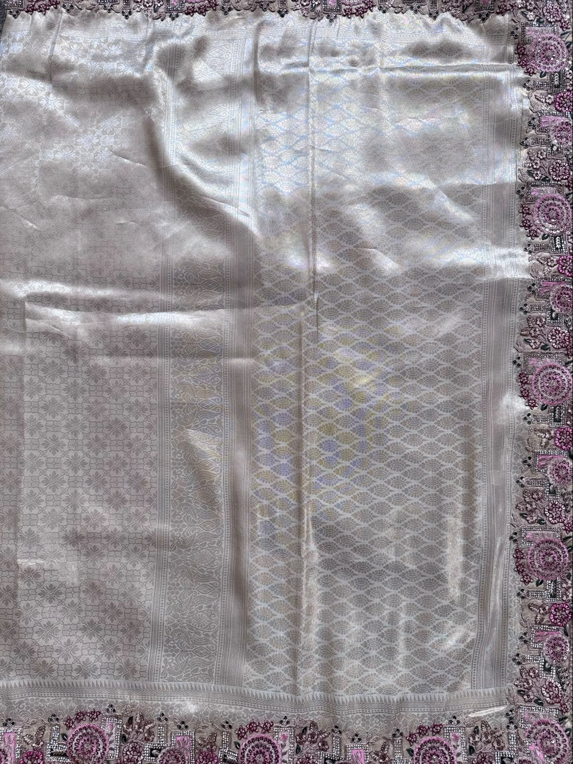 Cream Semi Tissue Bridal Wear Saree 110