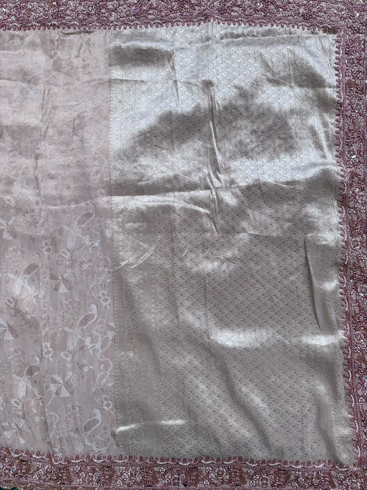 Cream Semi Tissue Bridal Wear Saree 110