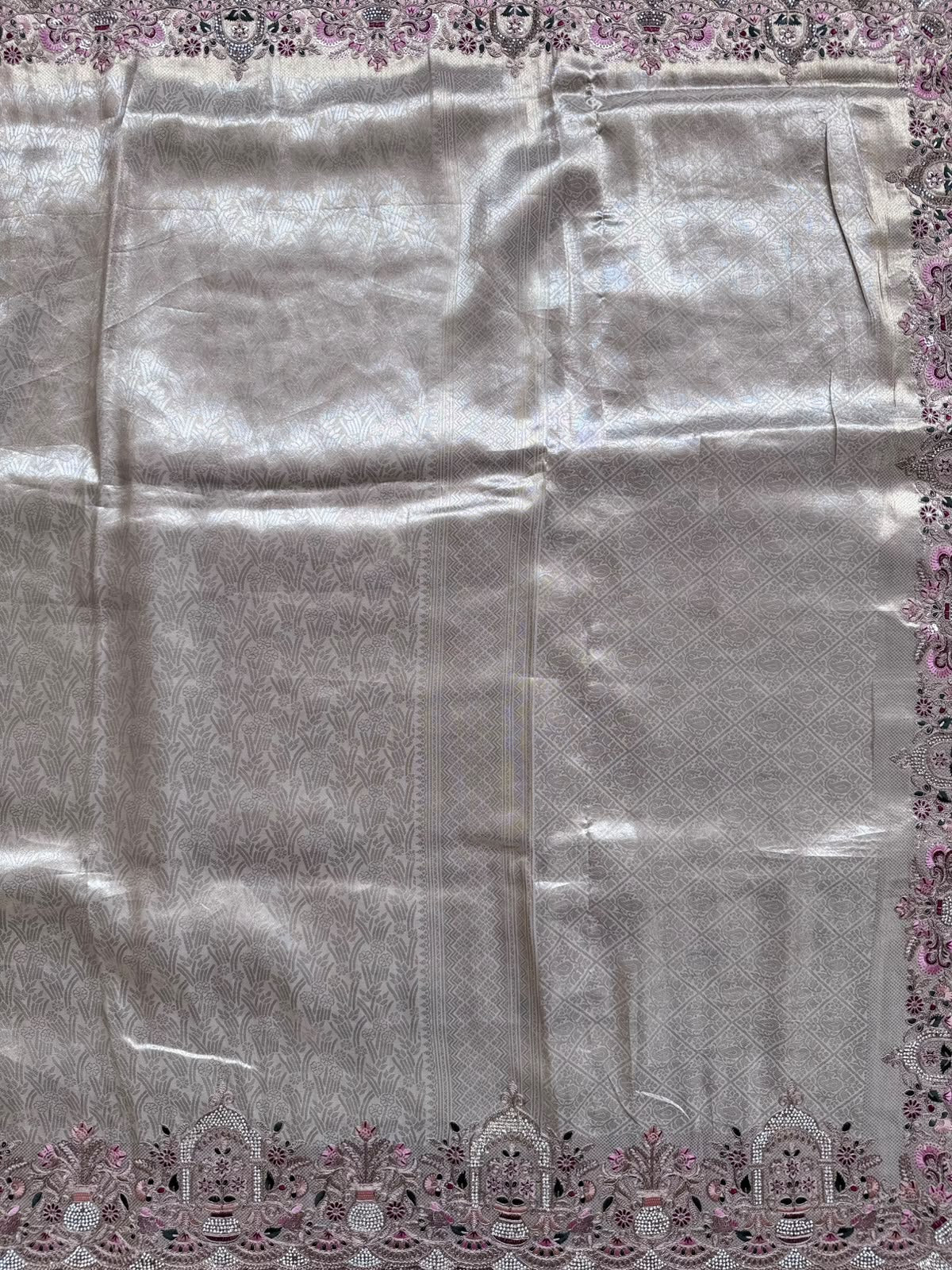 Cream Semi Tissue Bridal Wear Saree 110