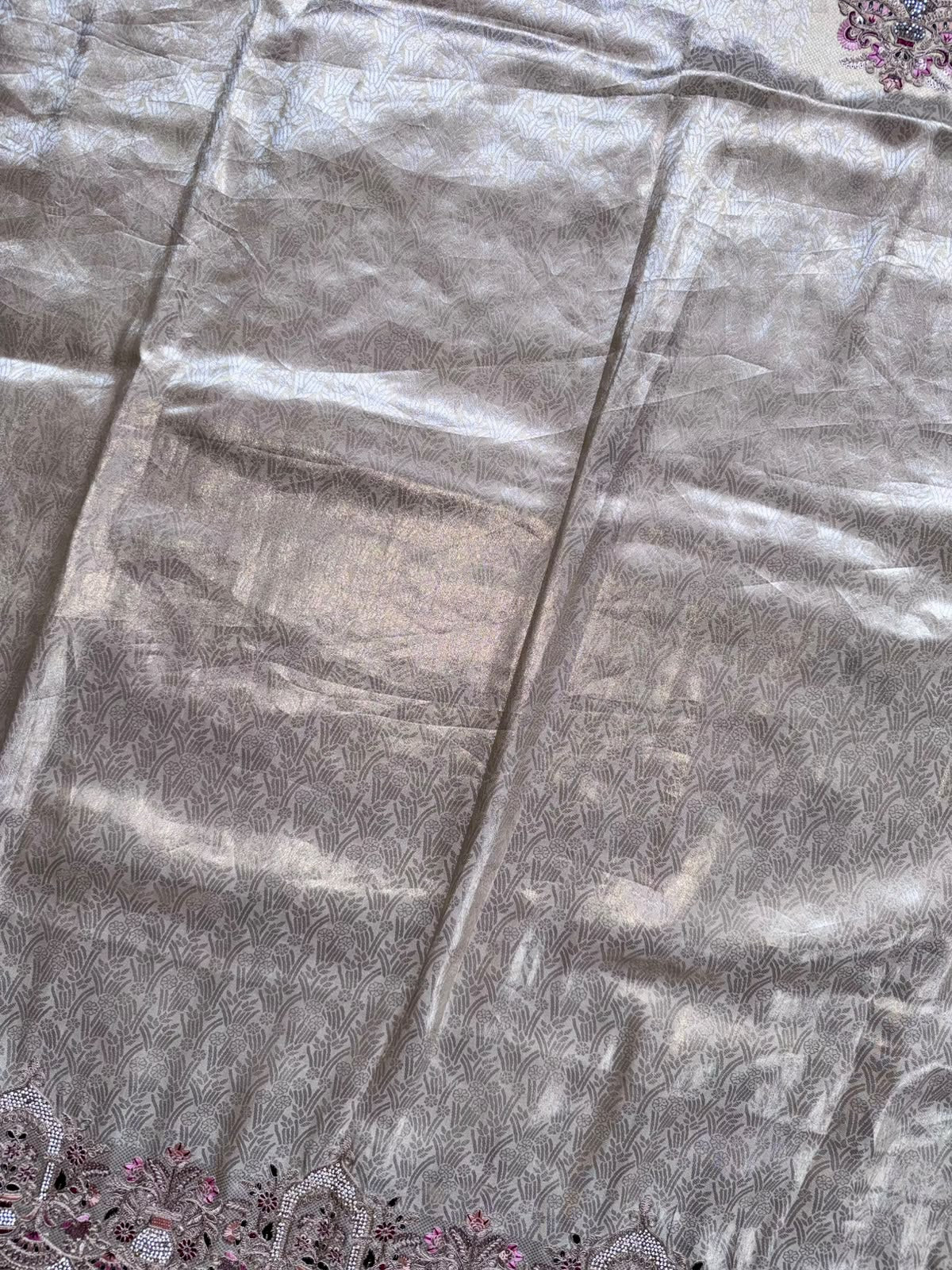 Cream Semi Tissue Bridal Wear Saree 110