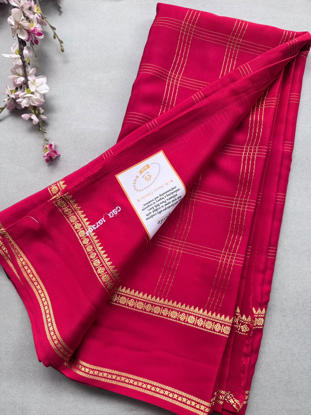 Red Checks Pure Mysore Silk CSG Saree 110