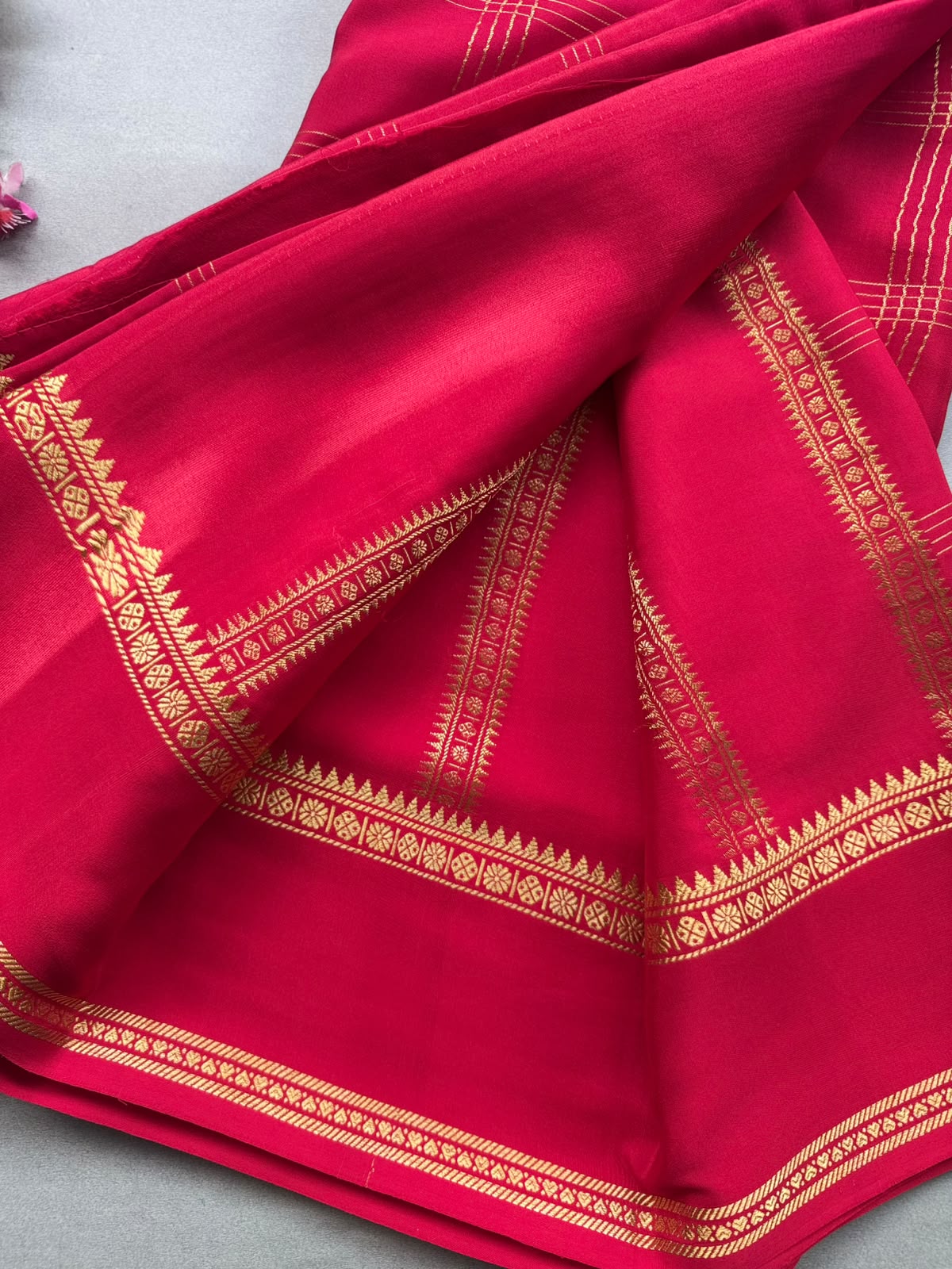 Red Checks Pure Mysore Silk CSG Saree 110