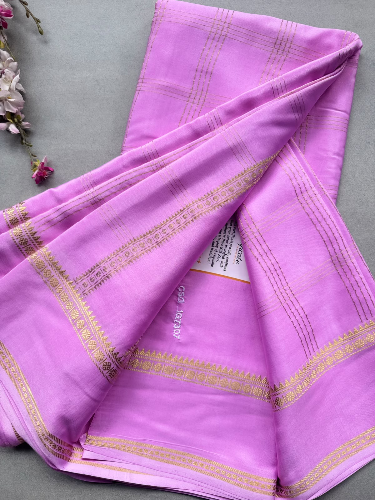 Pink Checks Pure Mysore Silk CSG Saree 110