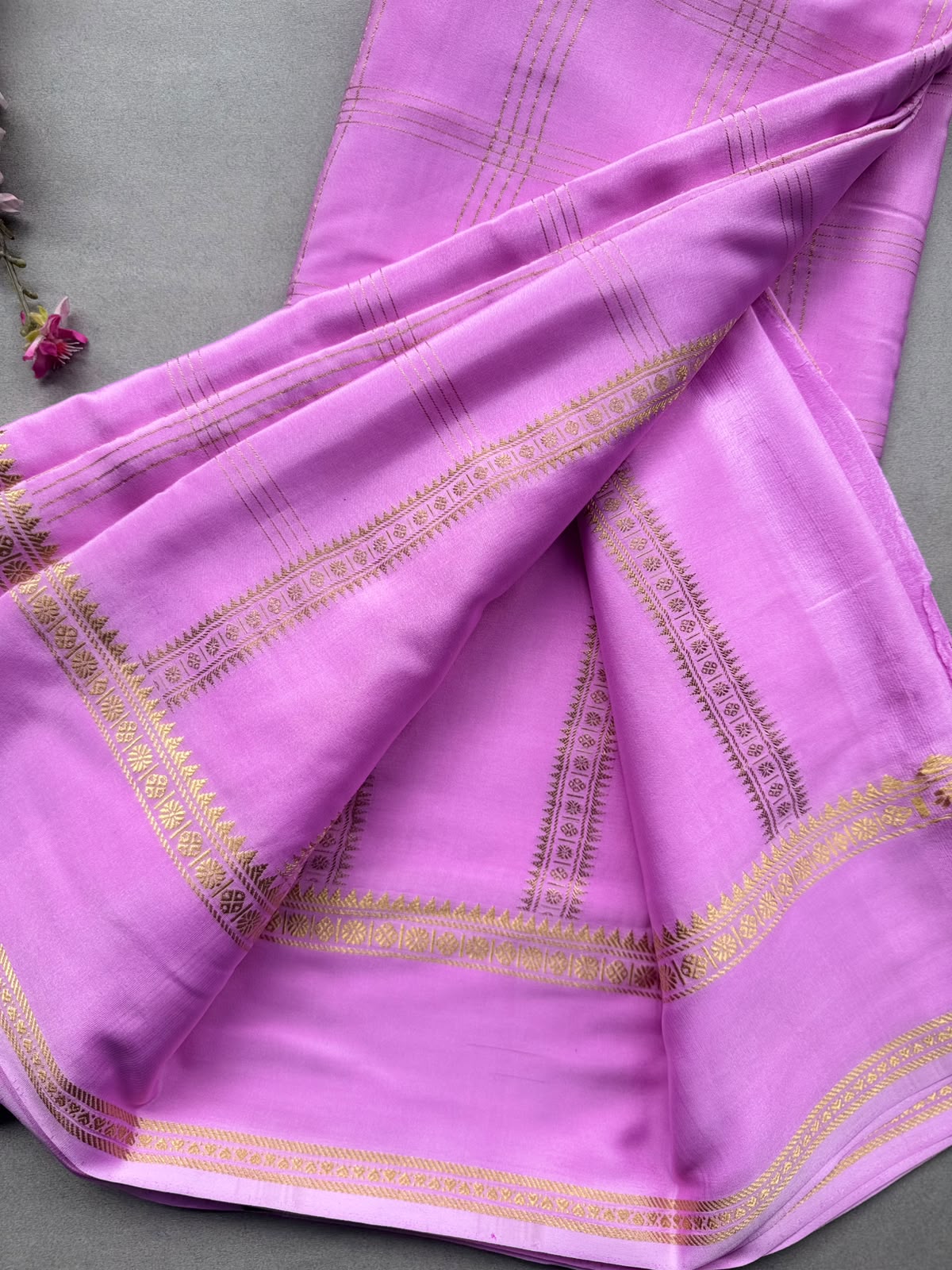 Pink Checks Pure Mysore Silk CSG Saree 110