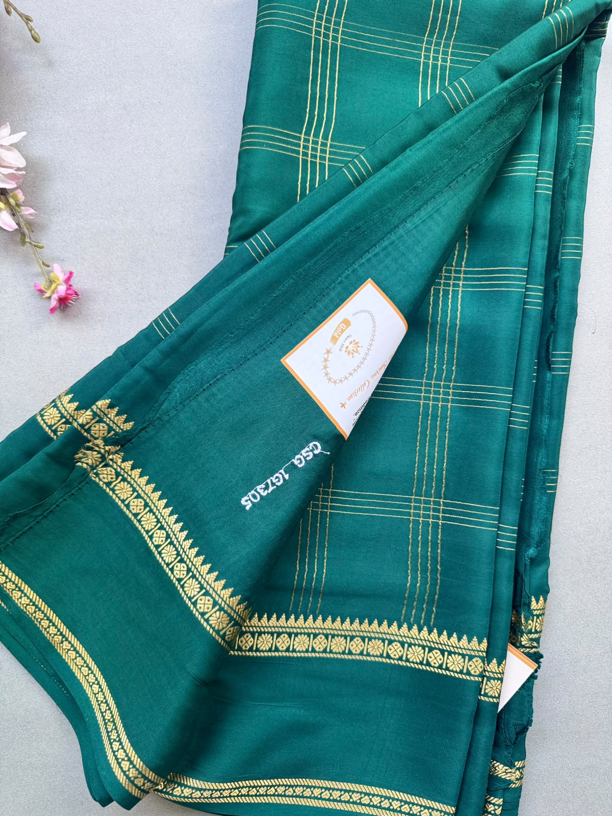 Green Checks Pure Mysore Silk CSG Saree 110