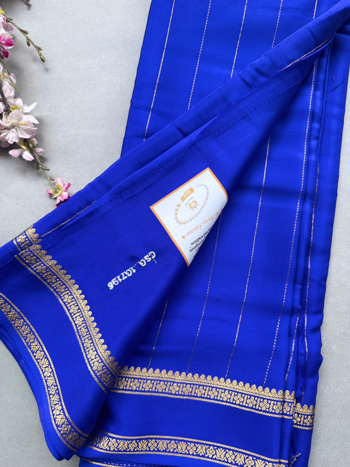 Royal Blue Stripes Pure Mysore Silk CSG Saree 110