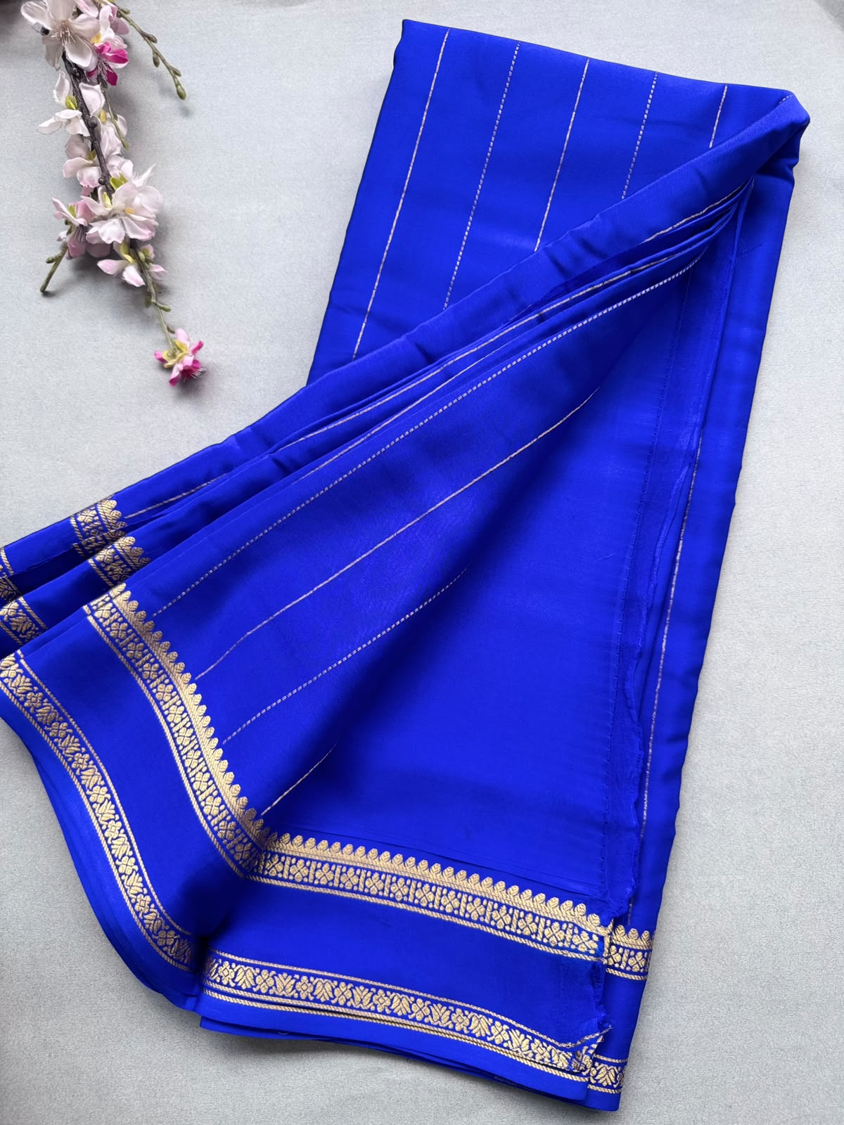 Royal Blue Stripes Pure Mysore Silk CSG Saree 110