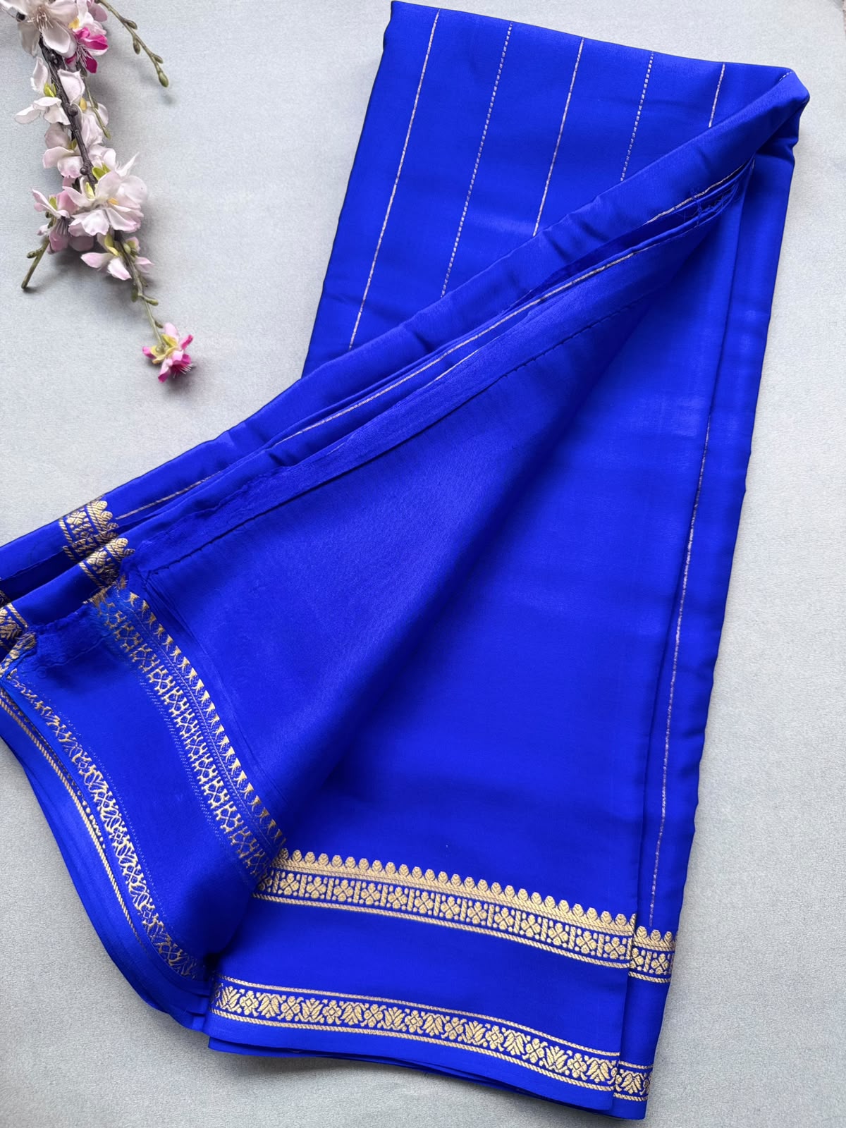 Royal Blue Stripes Pure Mysore Silk CSG Saree 110
