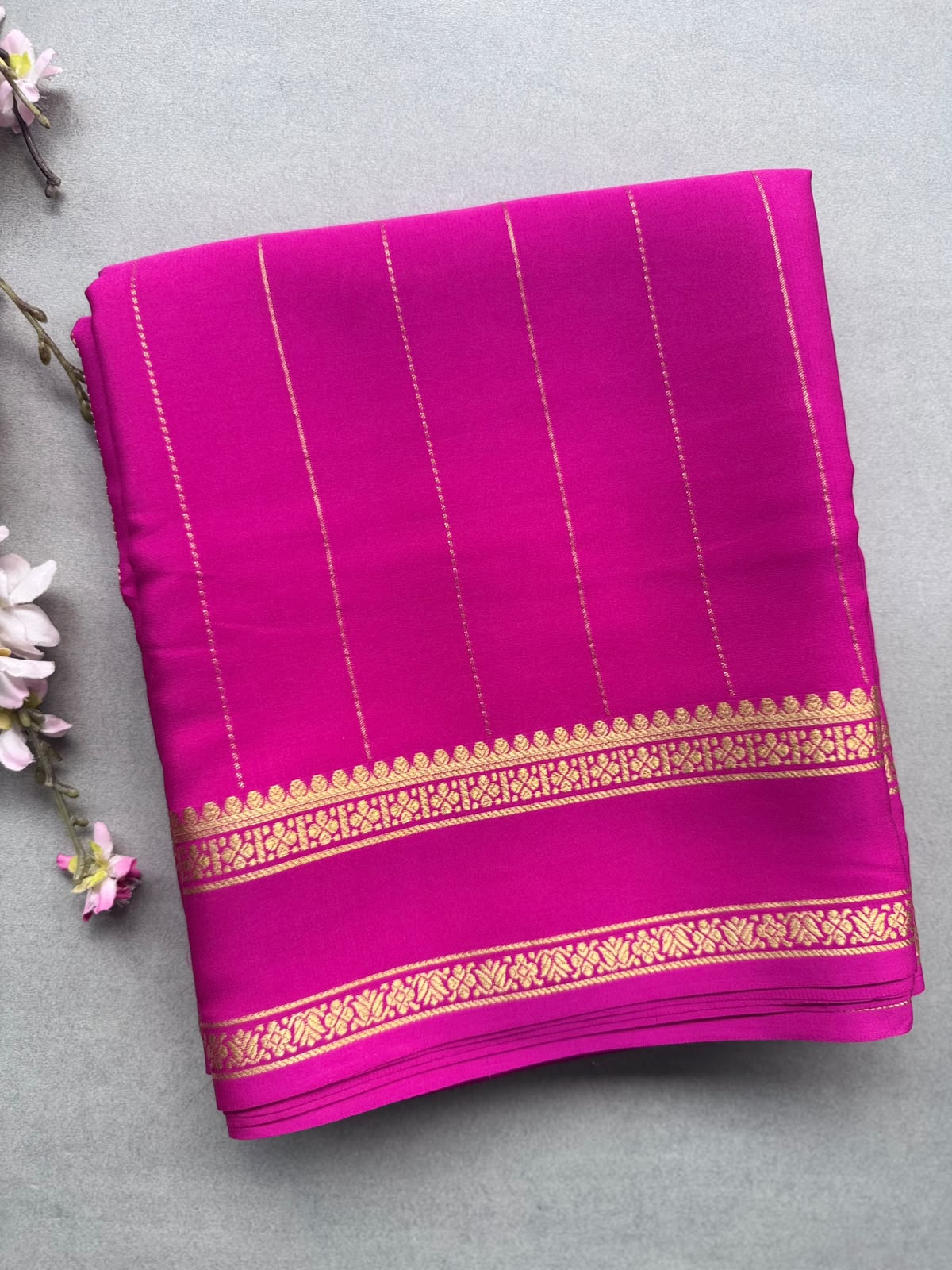 Magenta Stripes Pure Mysore Silk CSG Saree 110