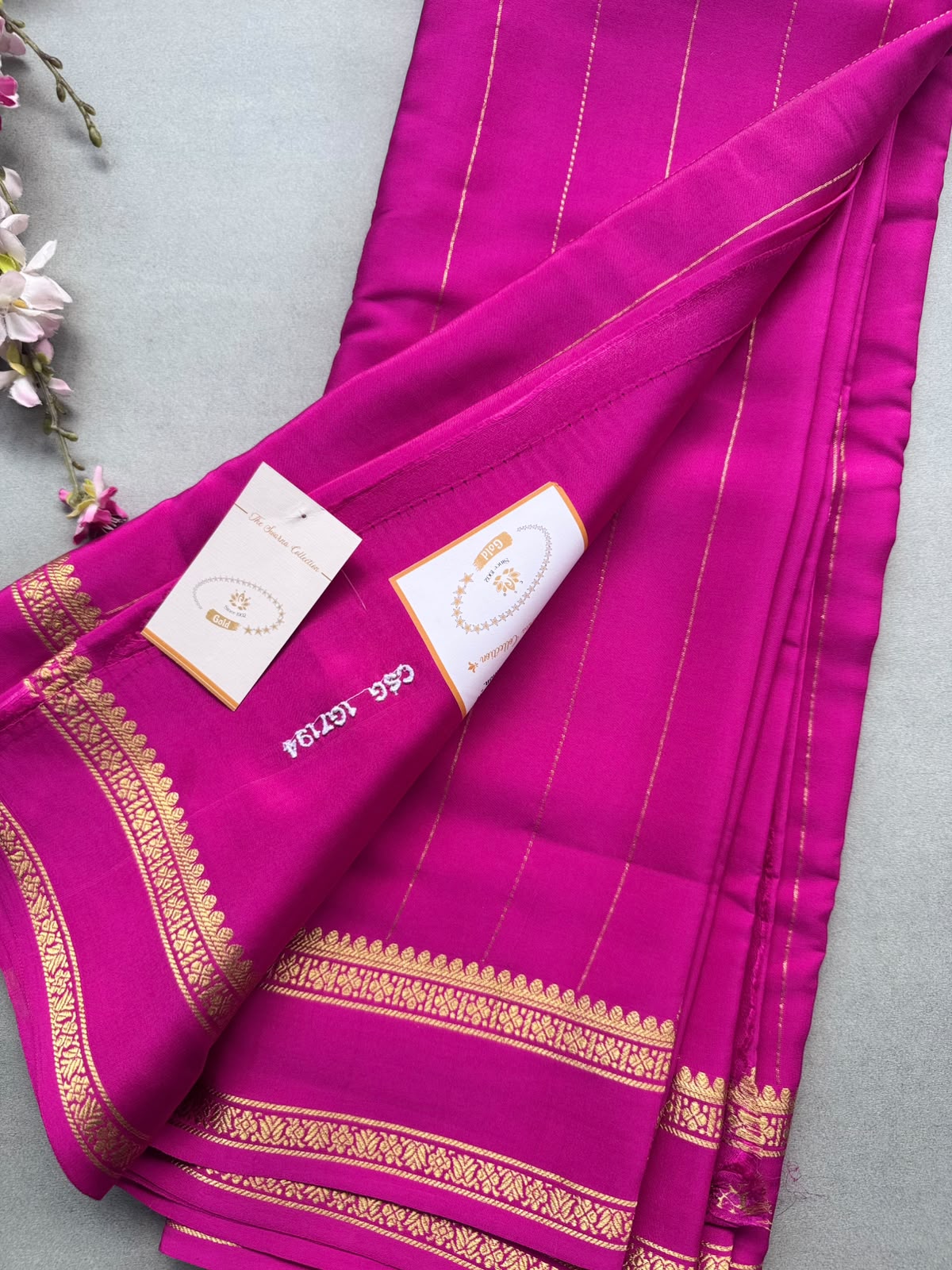 Magenta Stripes Pure Mysore Silk CSG Saree 110
