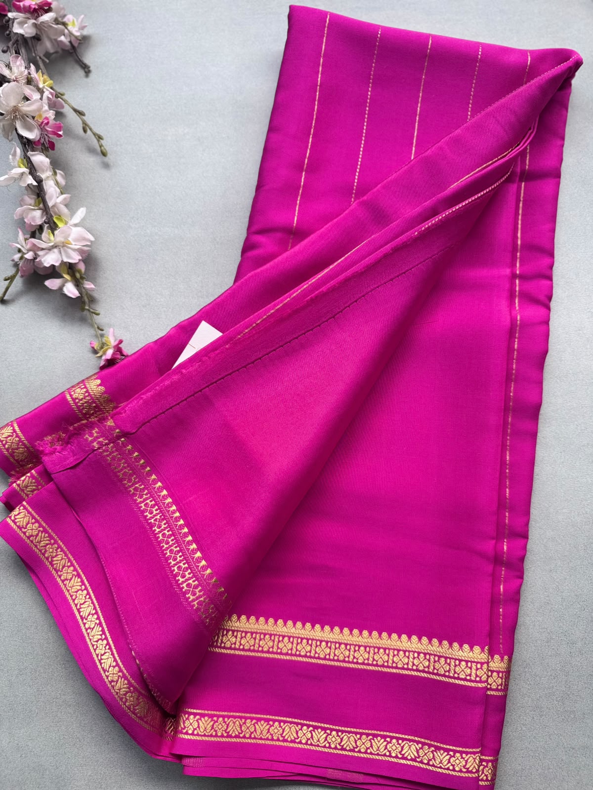 Magenta Stripes Pure Mysore Silk CSG Saree 110