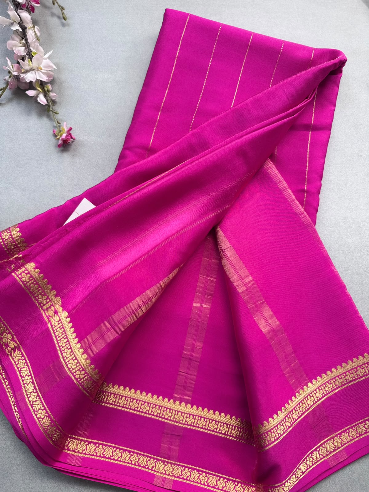 Magenta Stripes Pure Mysore Silk CSG Saree 110