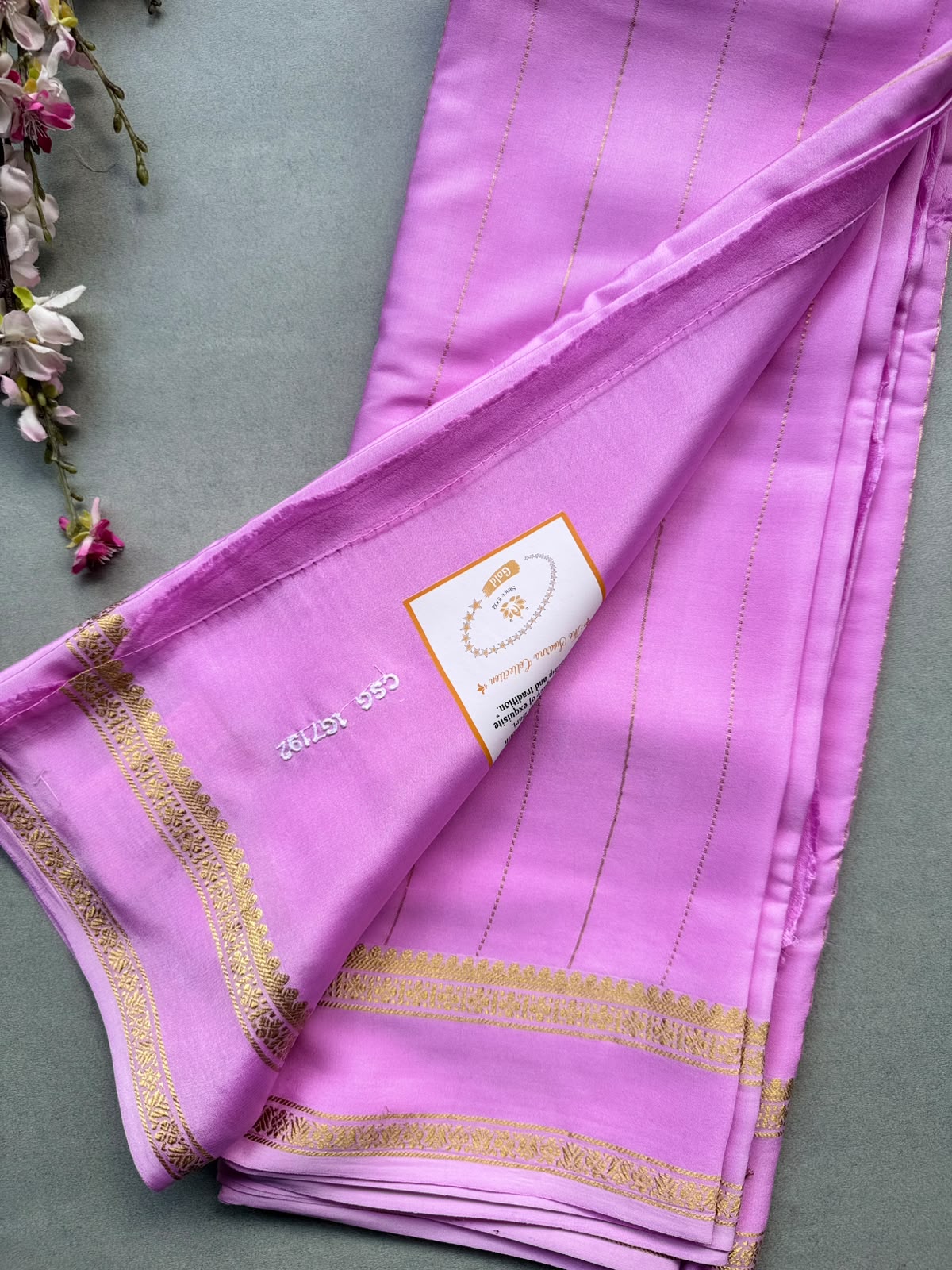 Pink Stripes Pure Mysore Silk CSG Saree 110