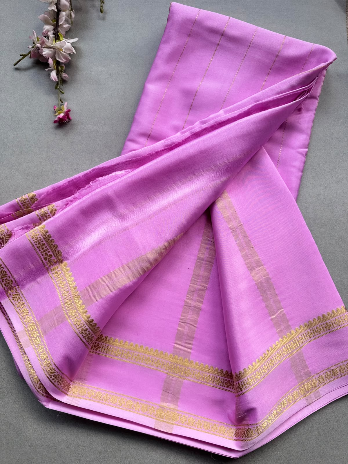 Pink Stripes Pure Mysore Silk CSG Saree 110