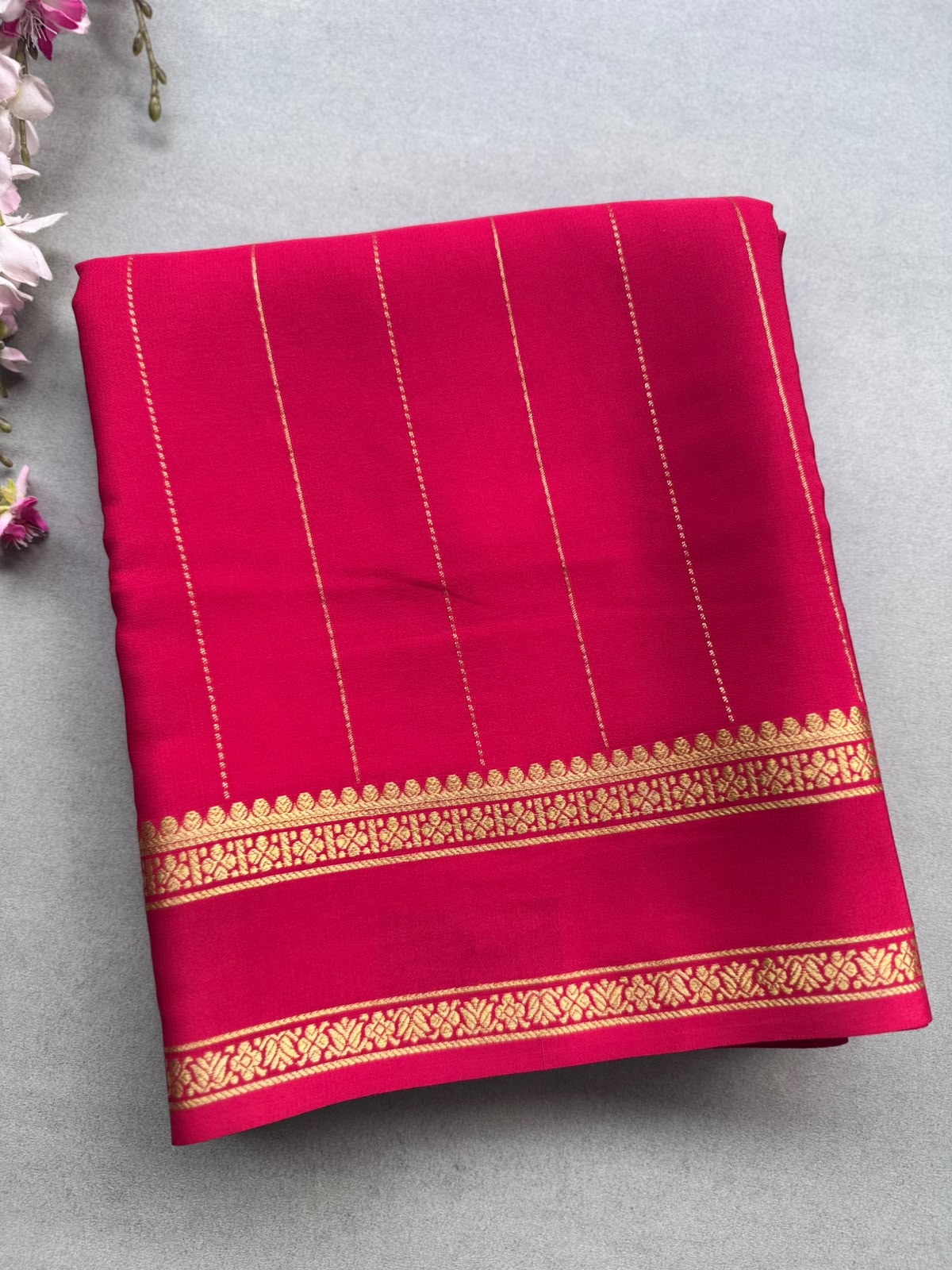 Red Stripes Pure Mysore Silk CSG Saree 110