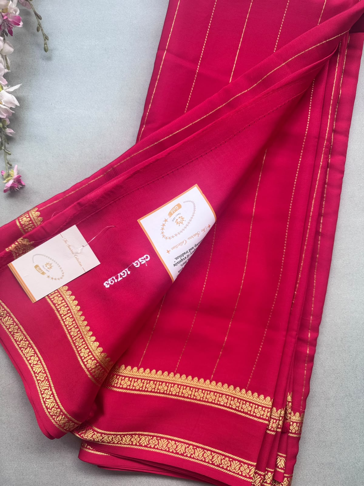 Red Stripes Pure Mysore Silk CSG Saree 110