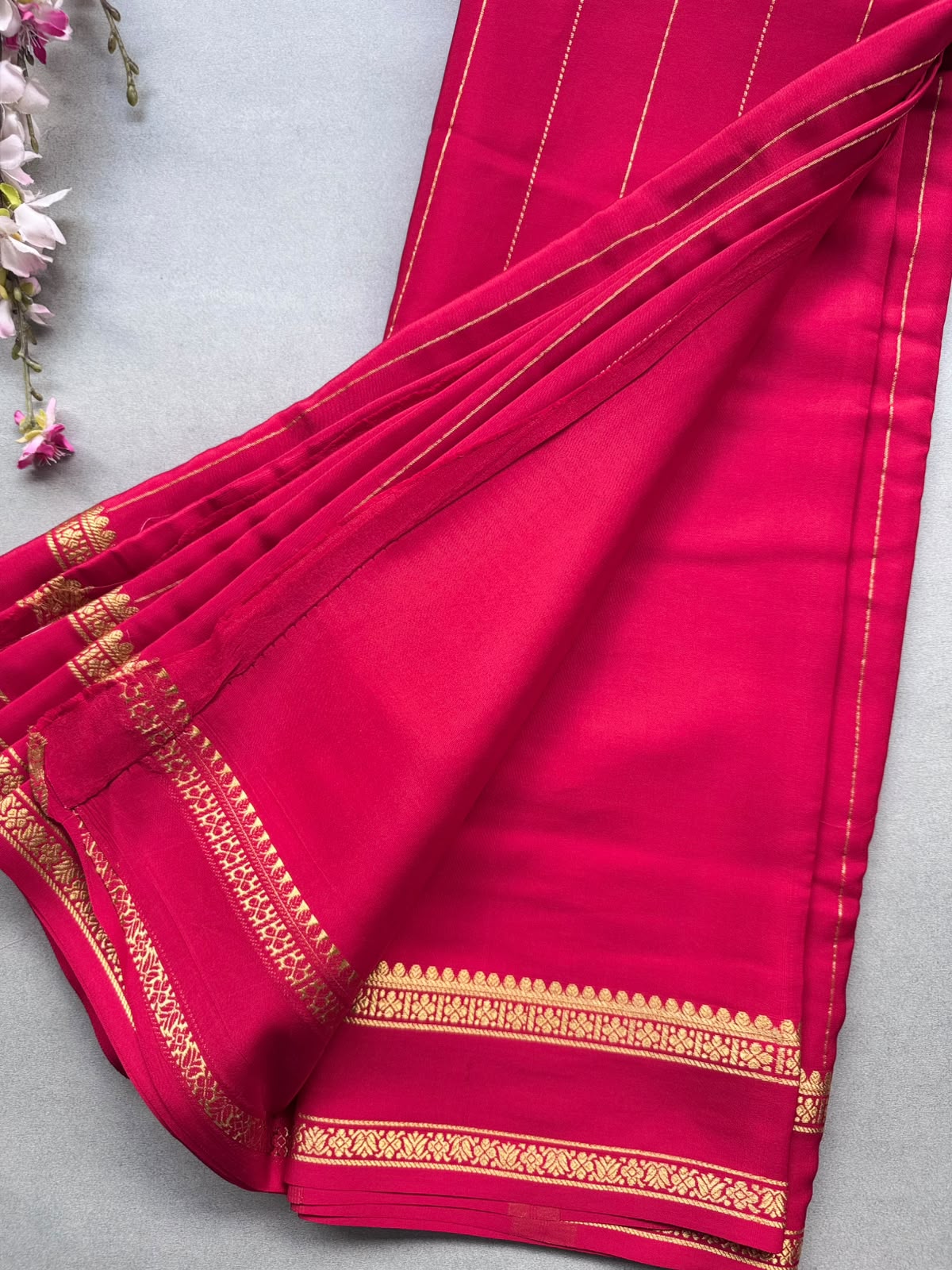 Red Stripes Pure Mysore Silk CSG Saree 110
