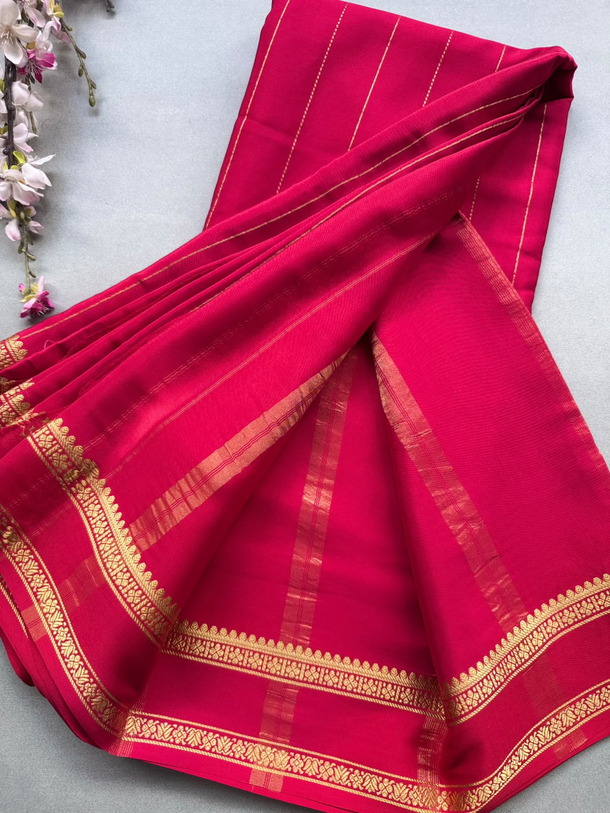 Red Stripes Pure Mysore Silk CSG Saree 110