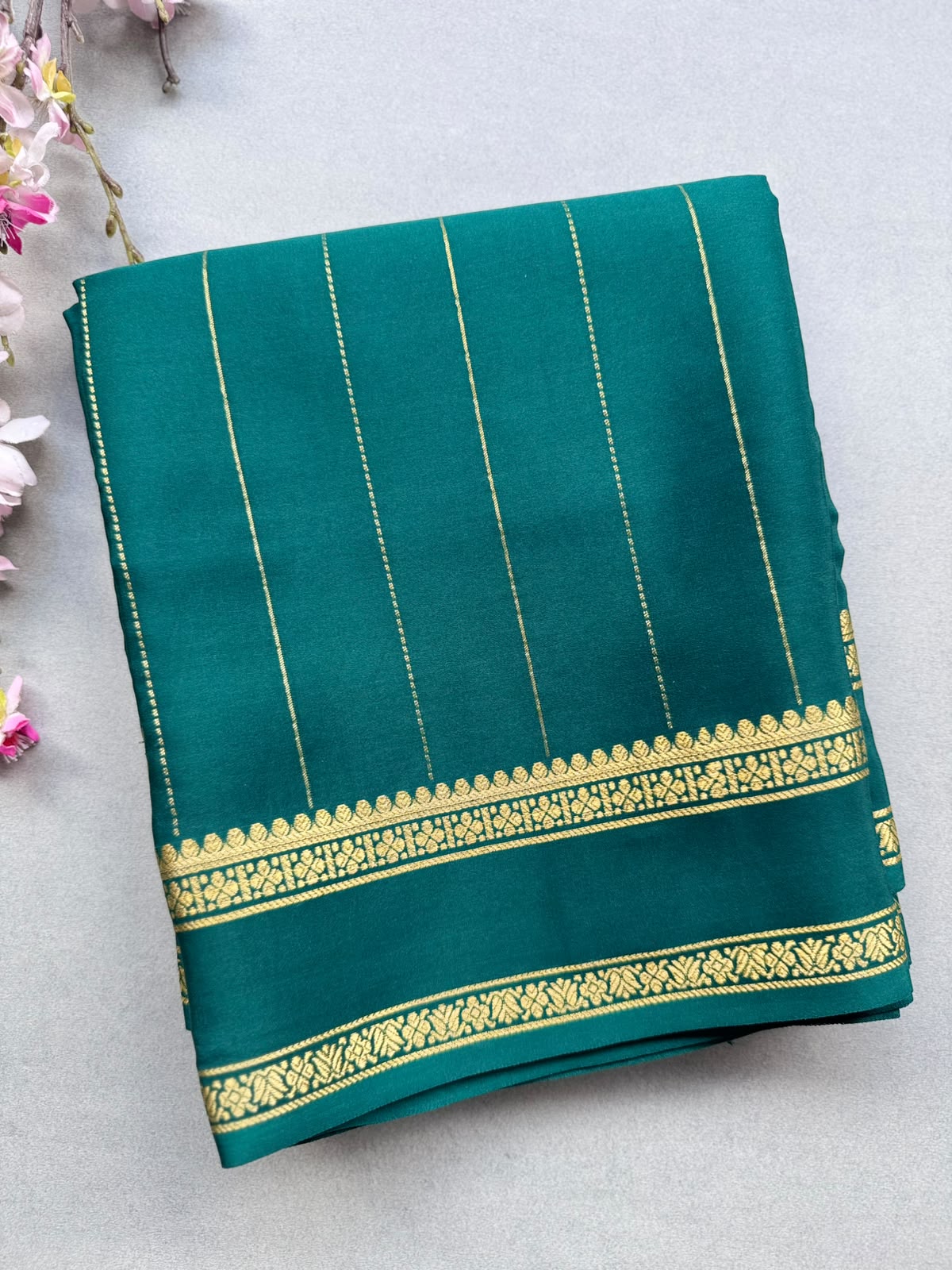 Green Stripes Pure Mysore Silk CSG Saree 110