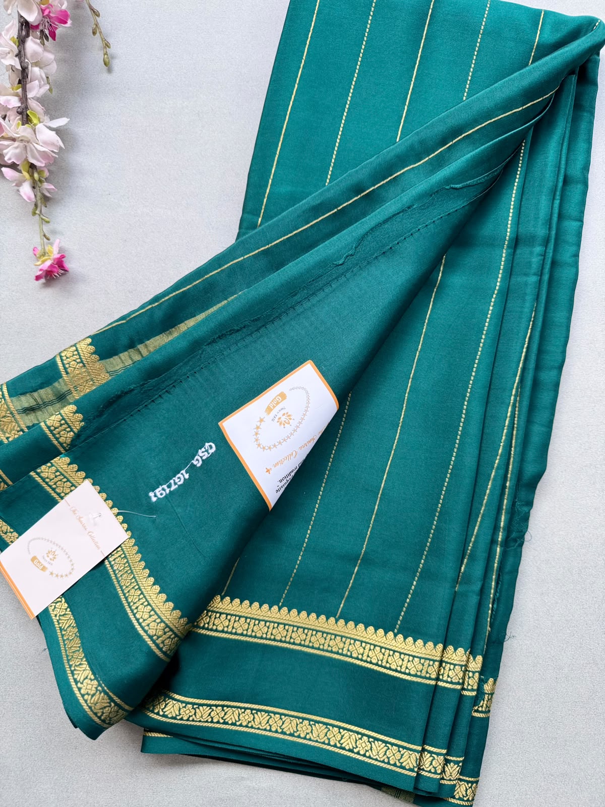 Green Stripes Pure Mysore Silk CSG Saree 110