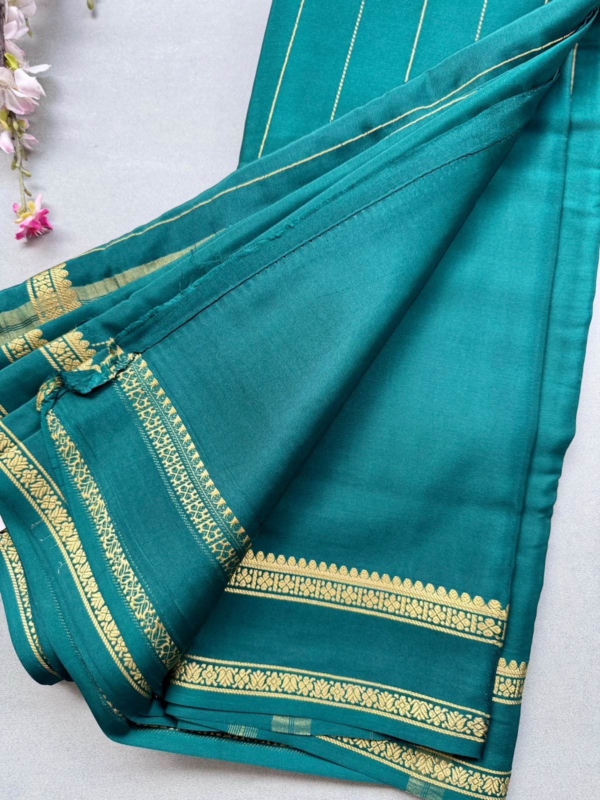 Green Stripes Pure Mysore Silk CSG Saree 110