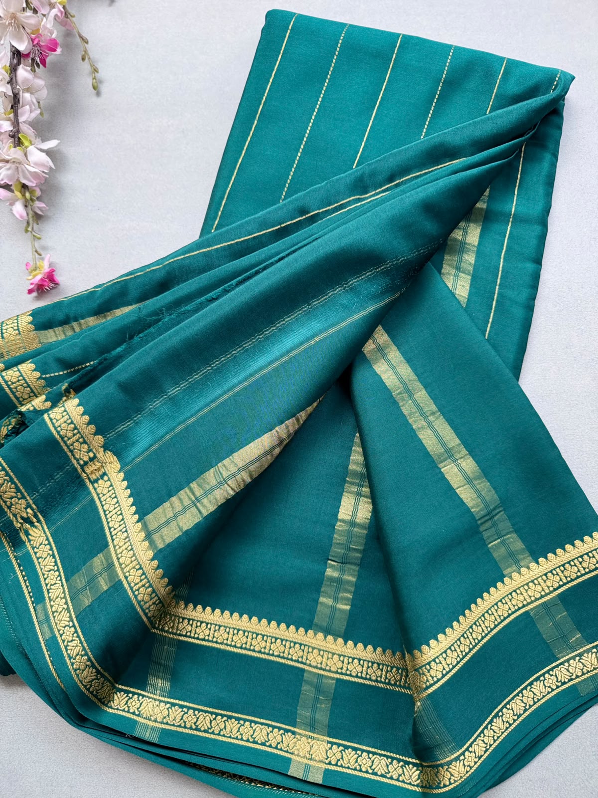 Green Stripes Pure Mysore Silk CSG Saree 110