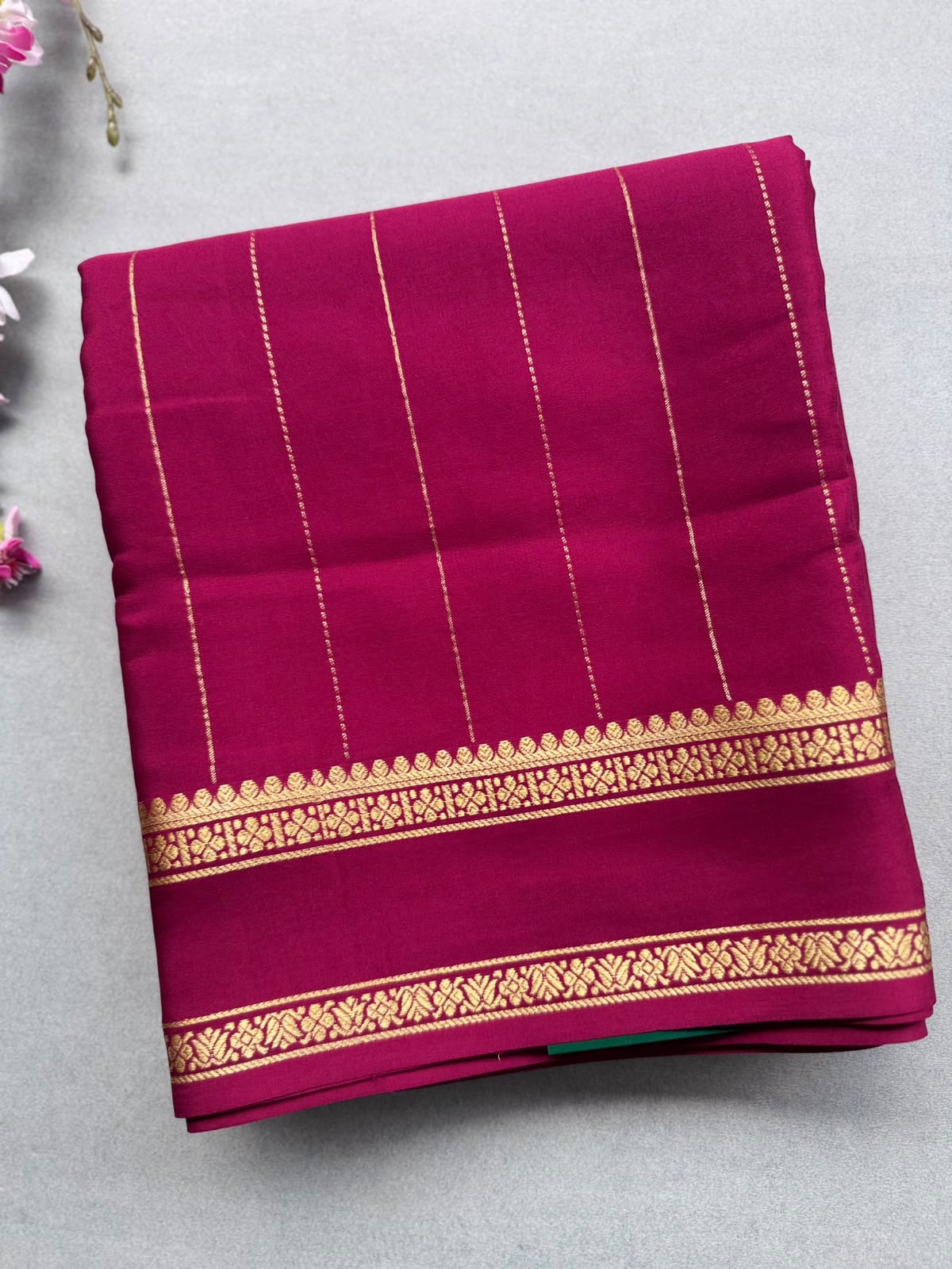 Maroon Stripes Pure Mysore Silk CSG Saree 110