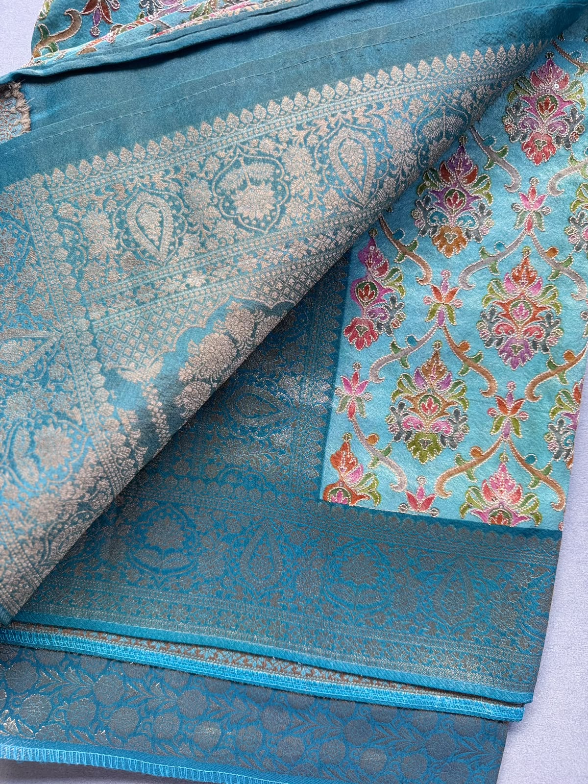Blue Pashmina Georgette Saree 110