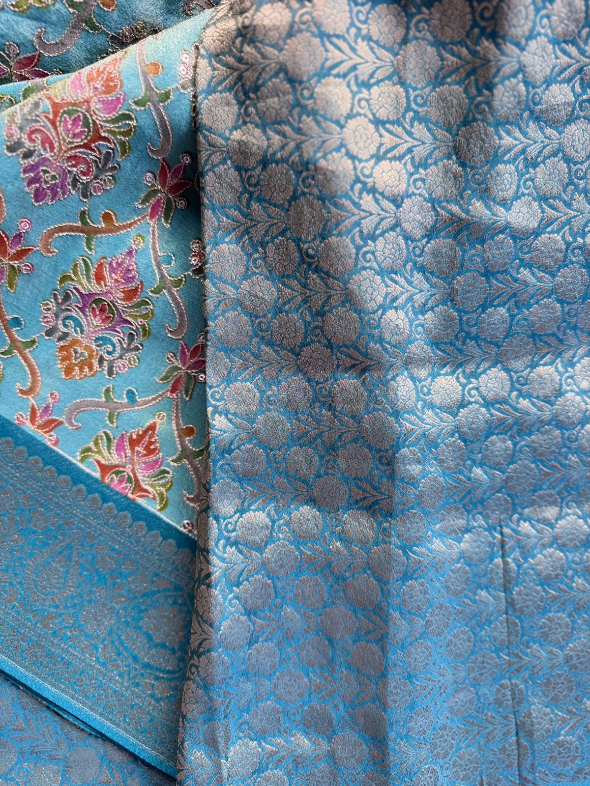 Blue Pashmina Georgette Saree 110