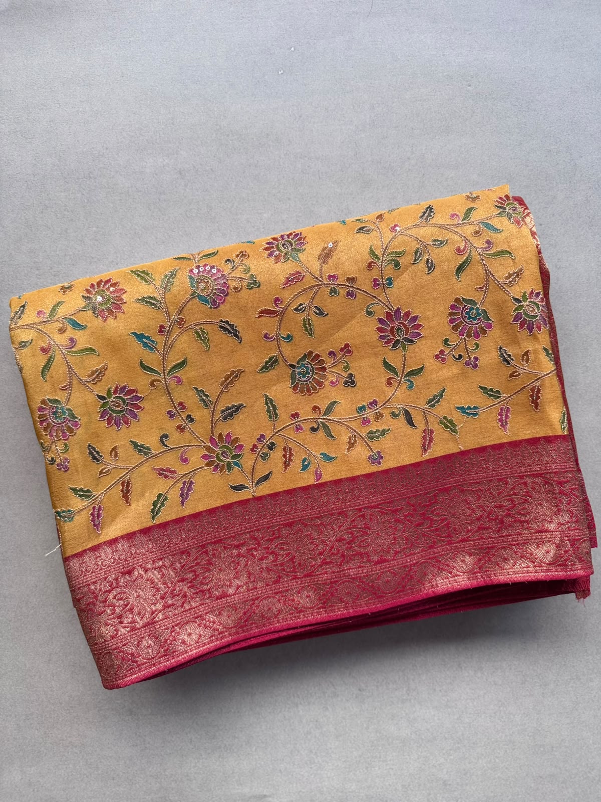 Mustard Pashmina Georgette Saree 110