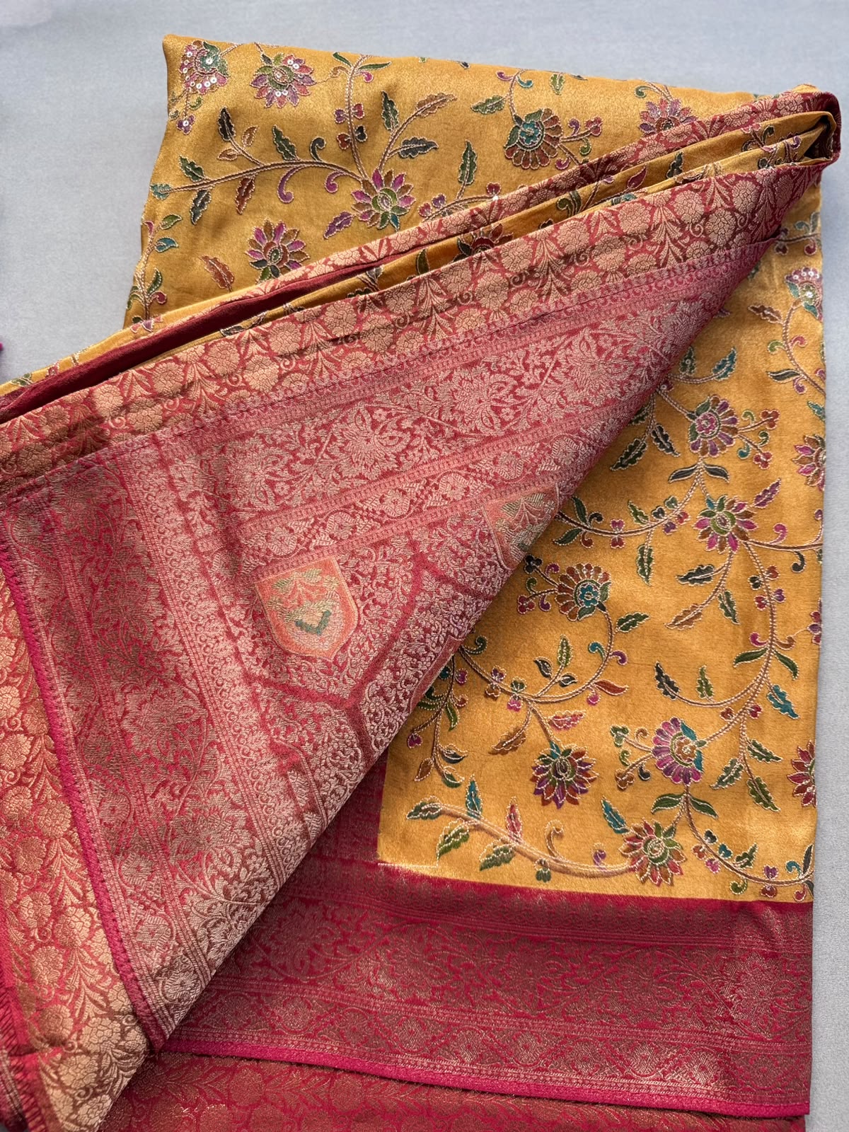 Mustard Pashmina Georgette Saree 110