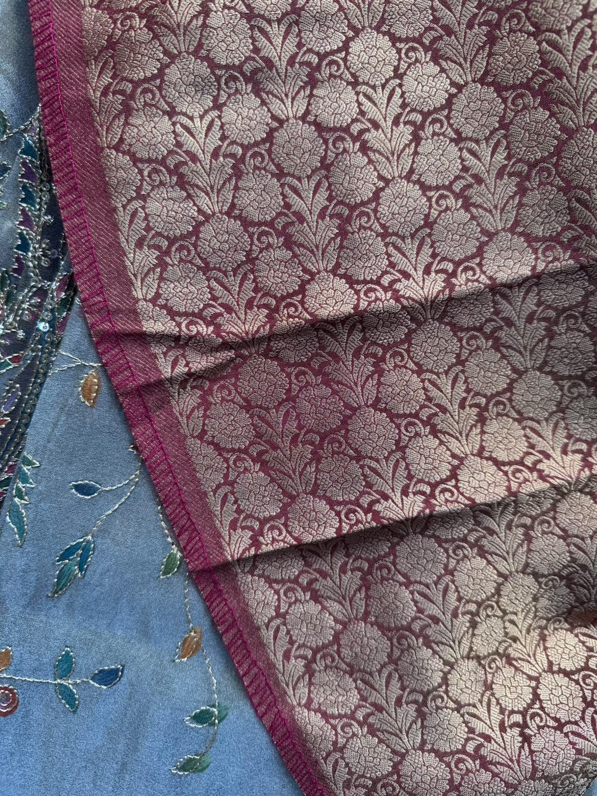 Grey Pashmina Georgette Saree 110