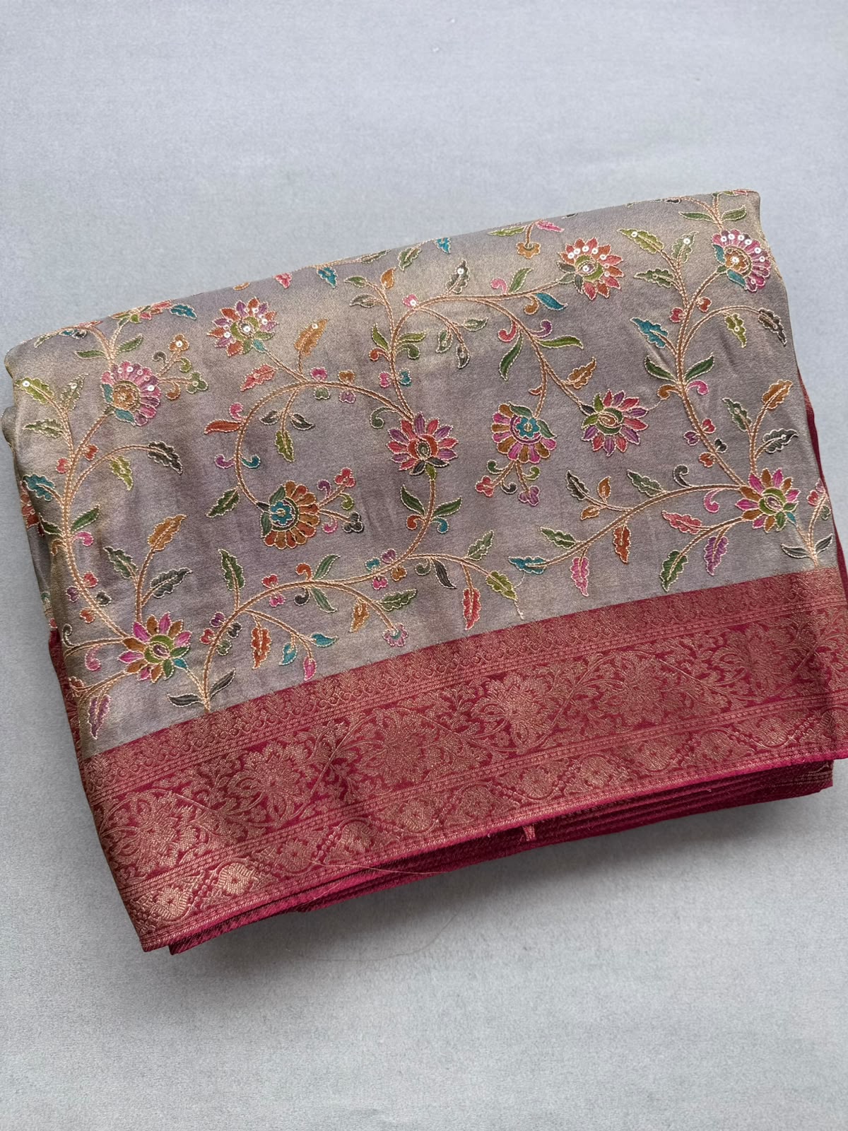 Grey Pashmina Georgette Saree 110