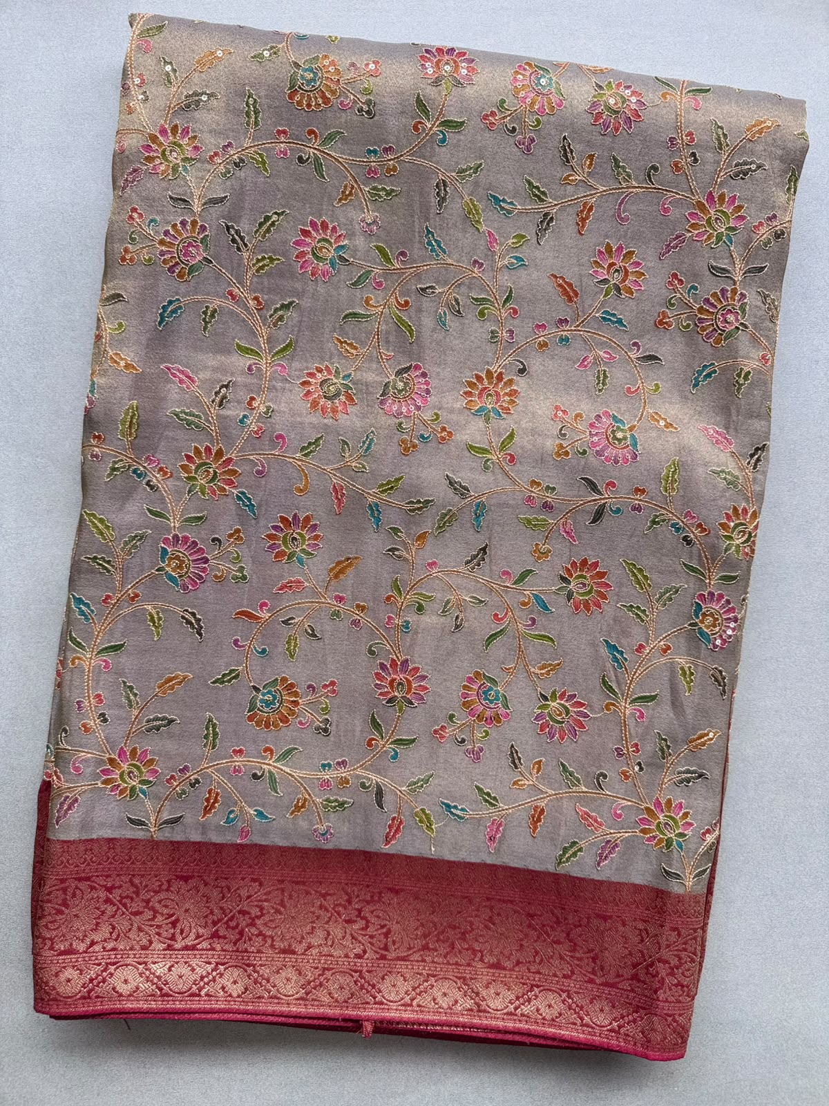 Grey Pashmina Georgette Saree 110