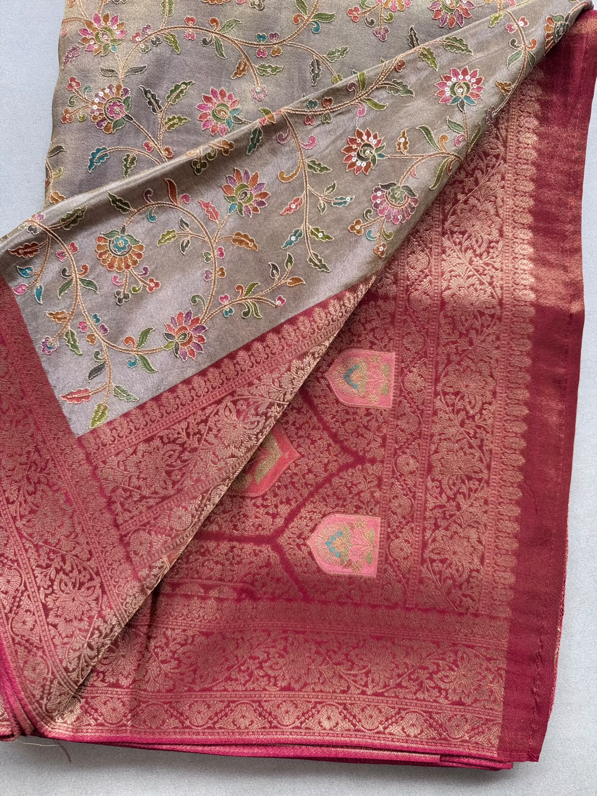 Grey Pashmina Georgette Saree 110
