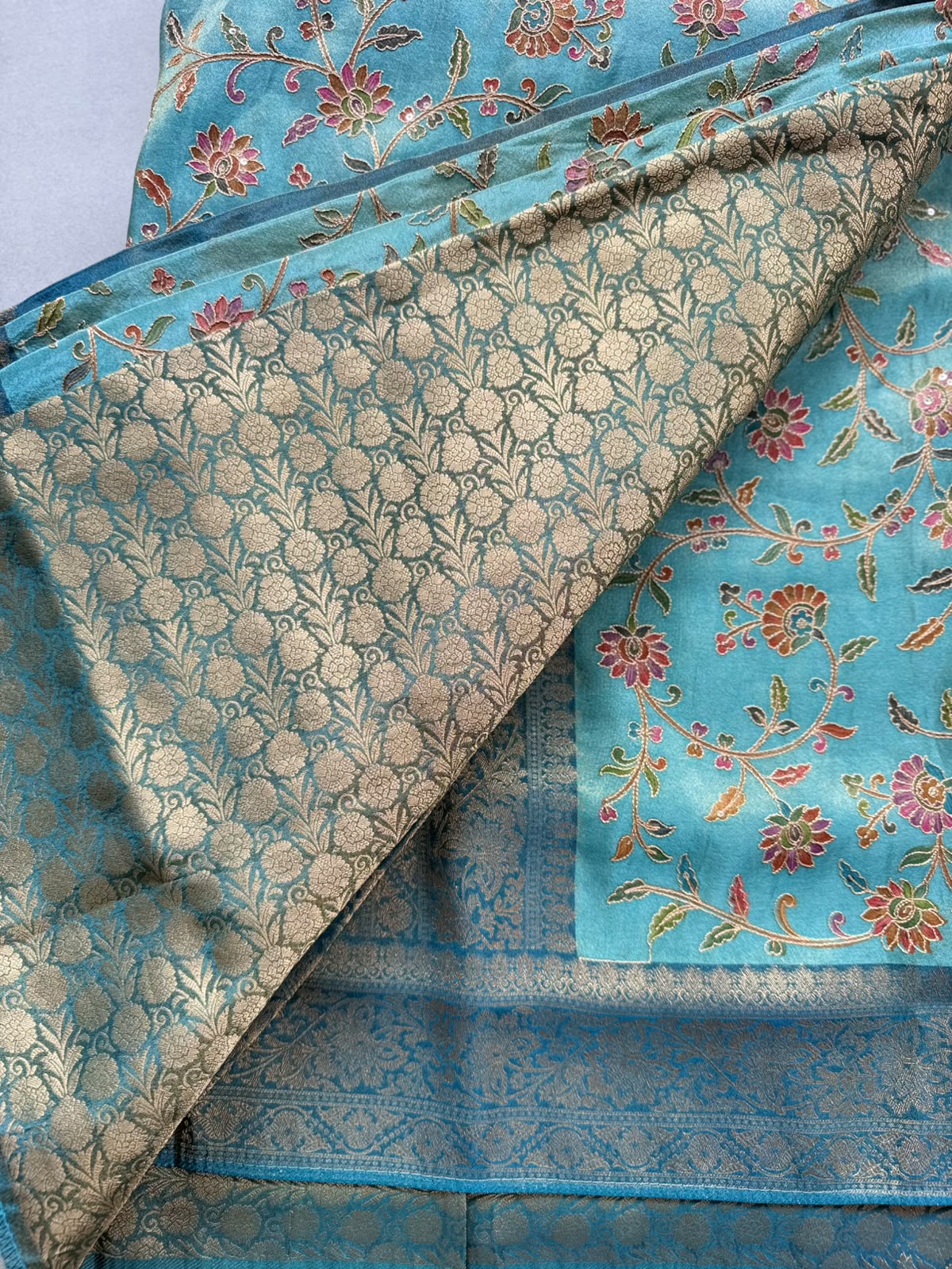 Blue Pashmina Georgette Saree 110