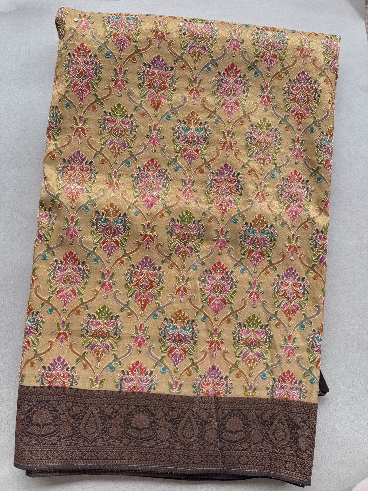 Gold Pashmina Georgette Saree 110