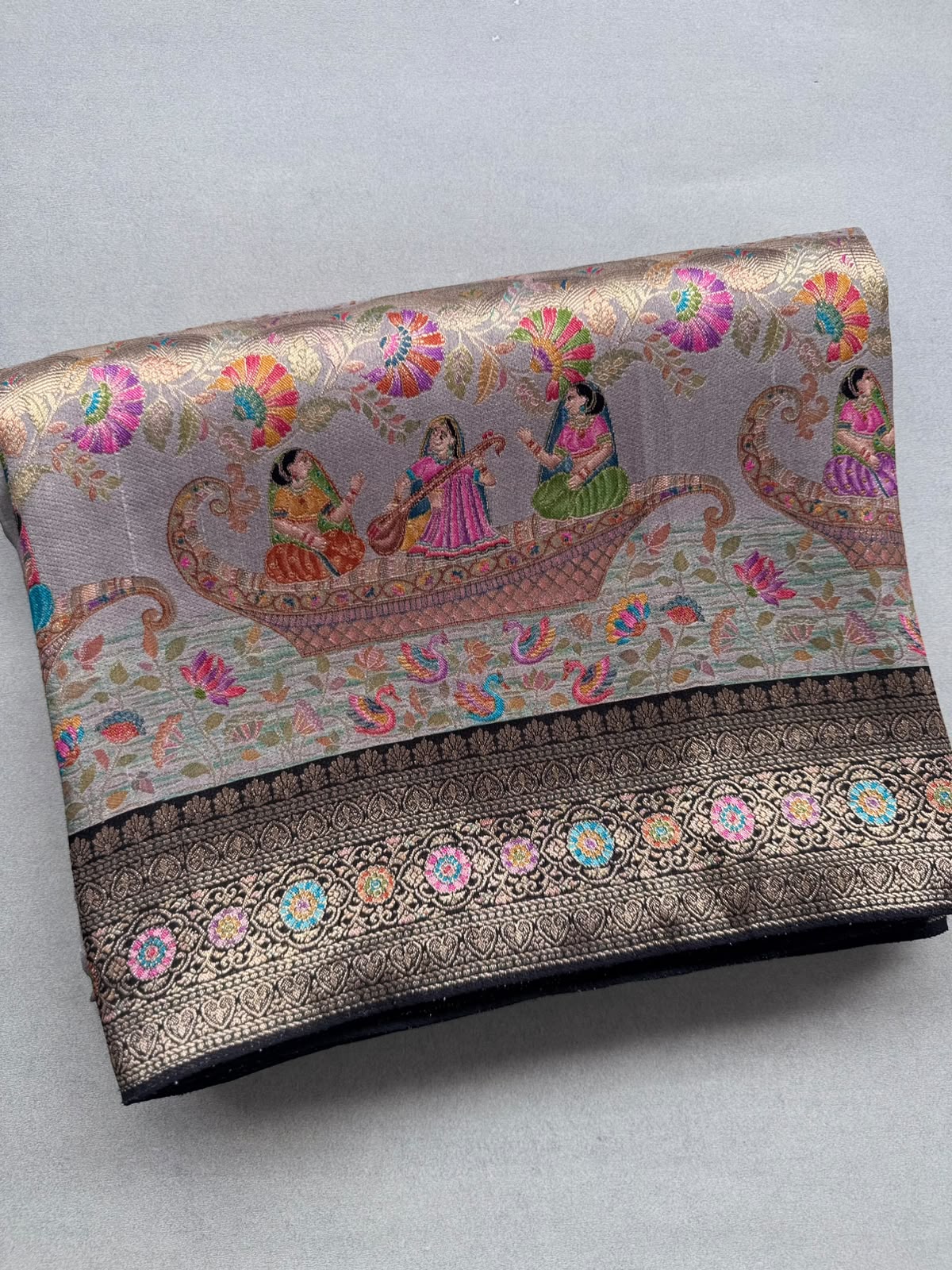 Grey Pashmina Georgette Saree 110